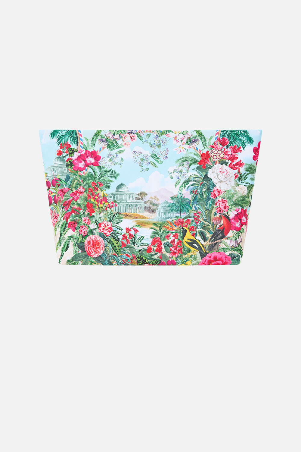 The CAMILLA Large Makeup Clutch in Print La Belle Botanique. Ghost View Back