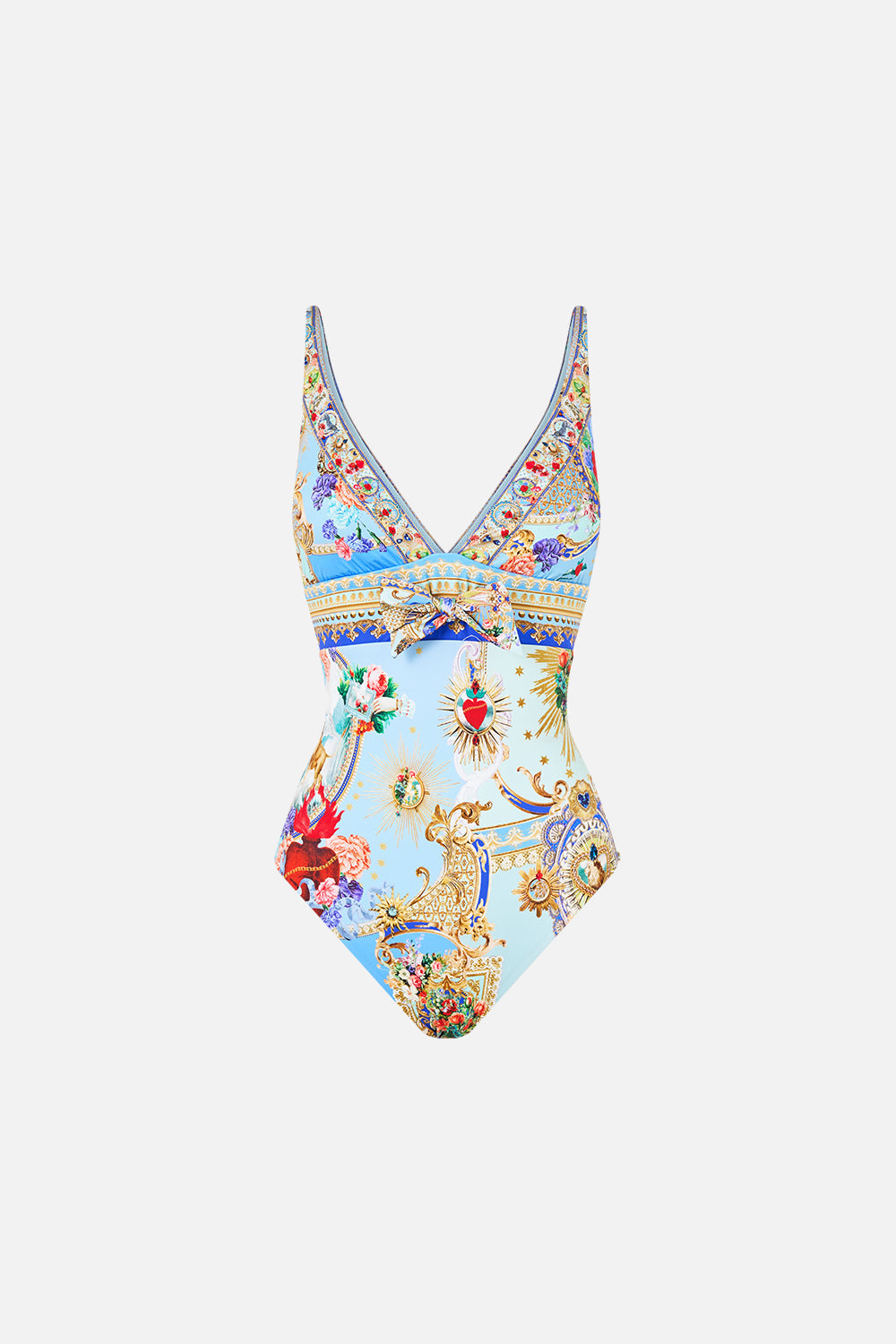 HIGH TRI ONE PIECE W EYELET TIE FRONT TRIM VERSES IN VINTAGE