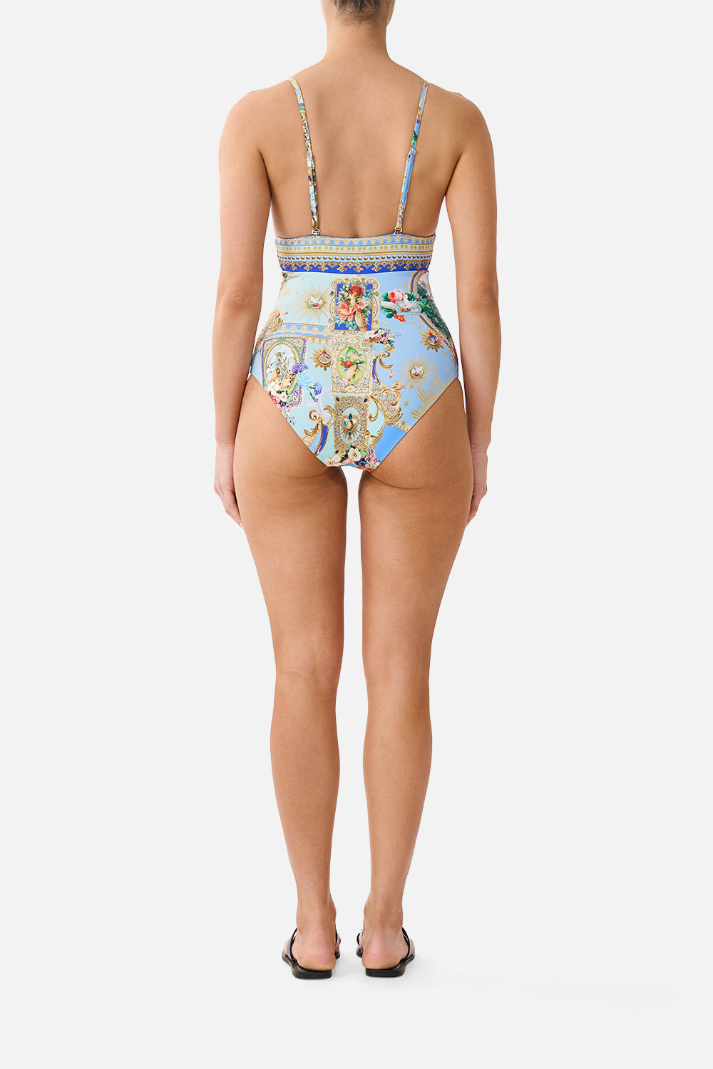 HIGH TRI ONE PIECE W EYELET TIE FRONT TRIM VERSES IN VINTAGE