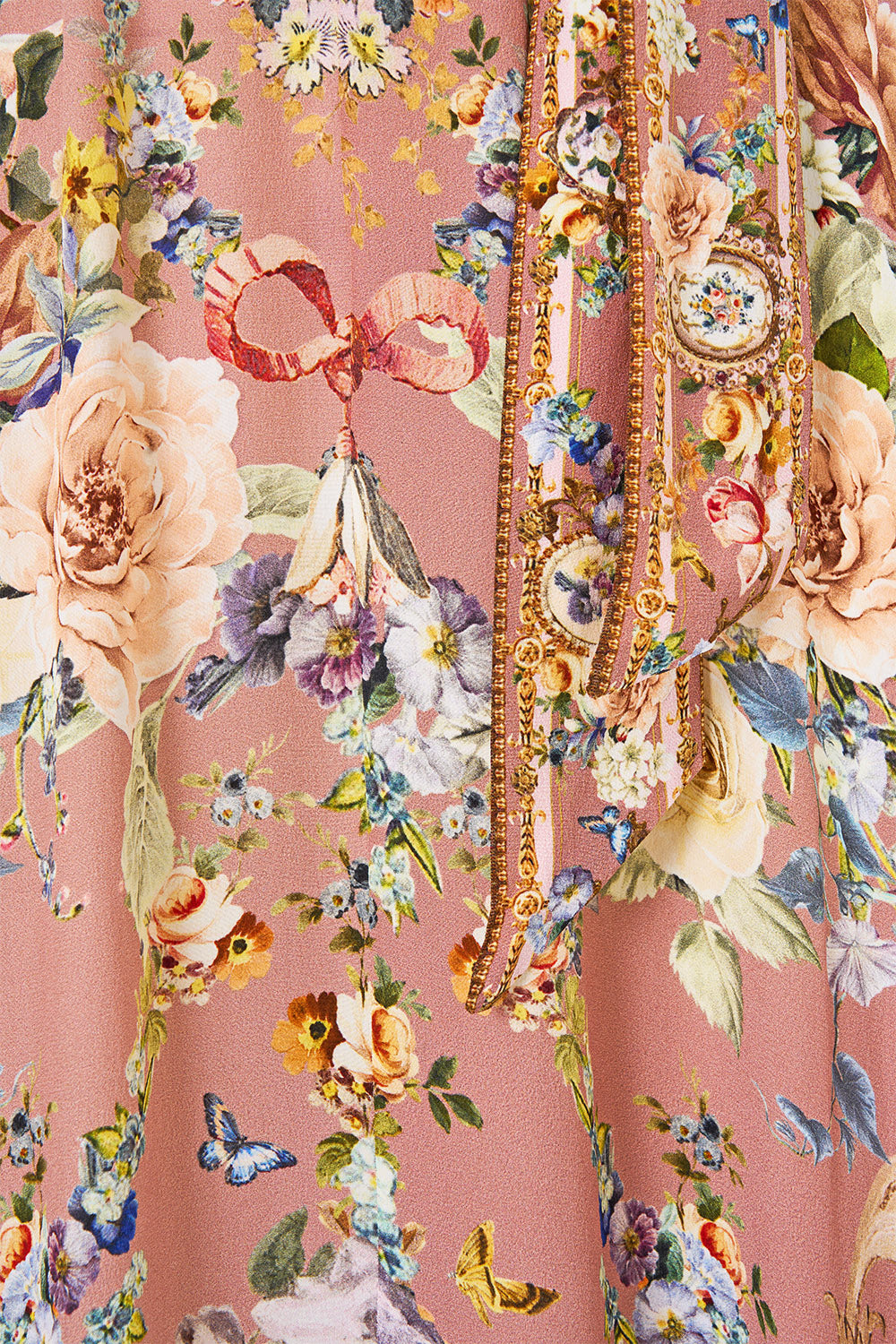 The CAMILLA NECKTIE DRESS WITH ELASTICATED WAIST CHAMBER OF BLOOMS