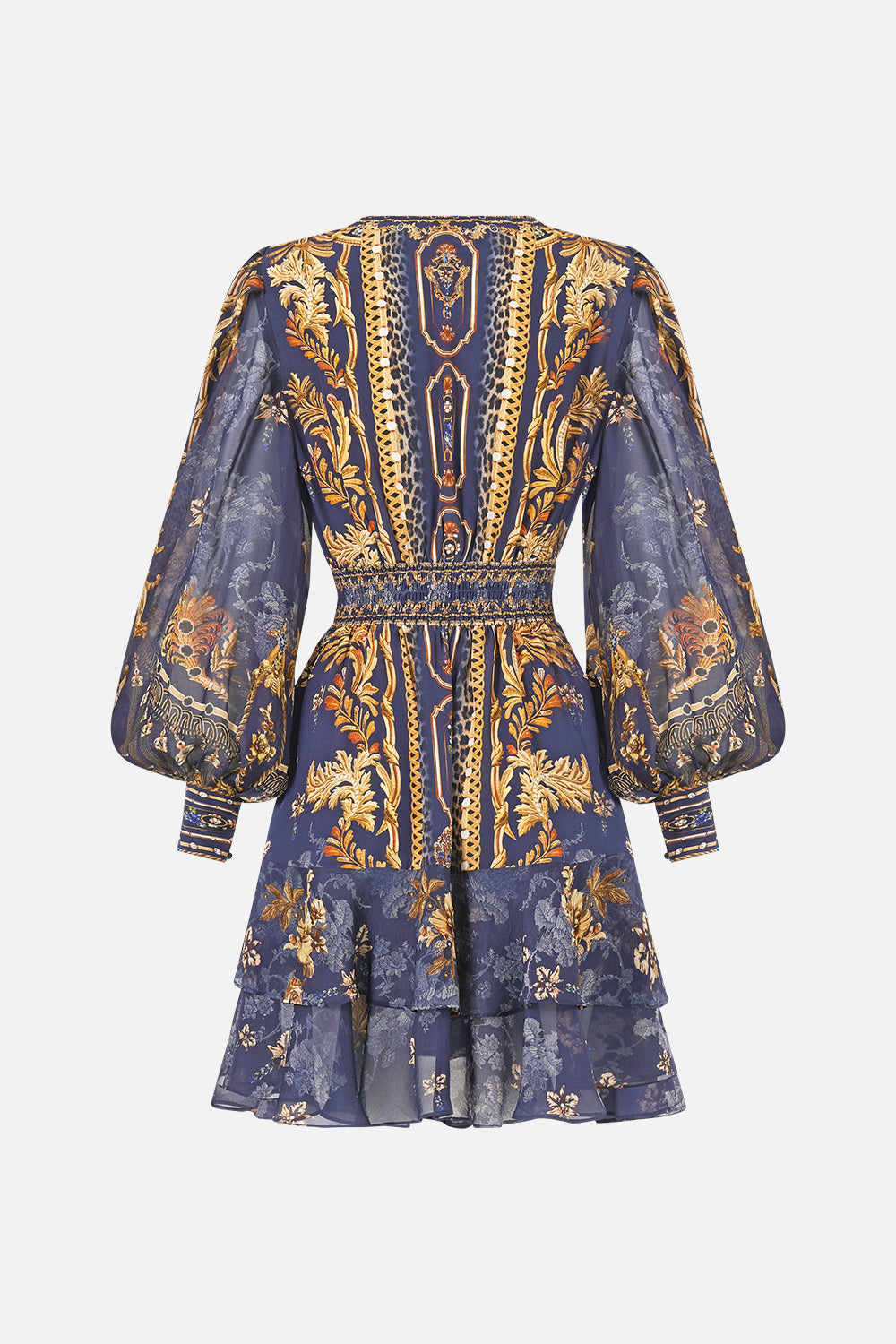 VESTIDO CON VOLANTES ABOTONADO CUBIERTO DE BARROCO