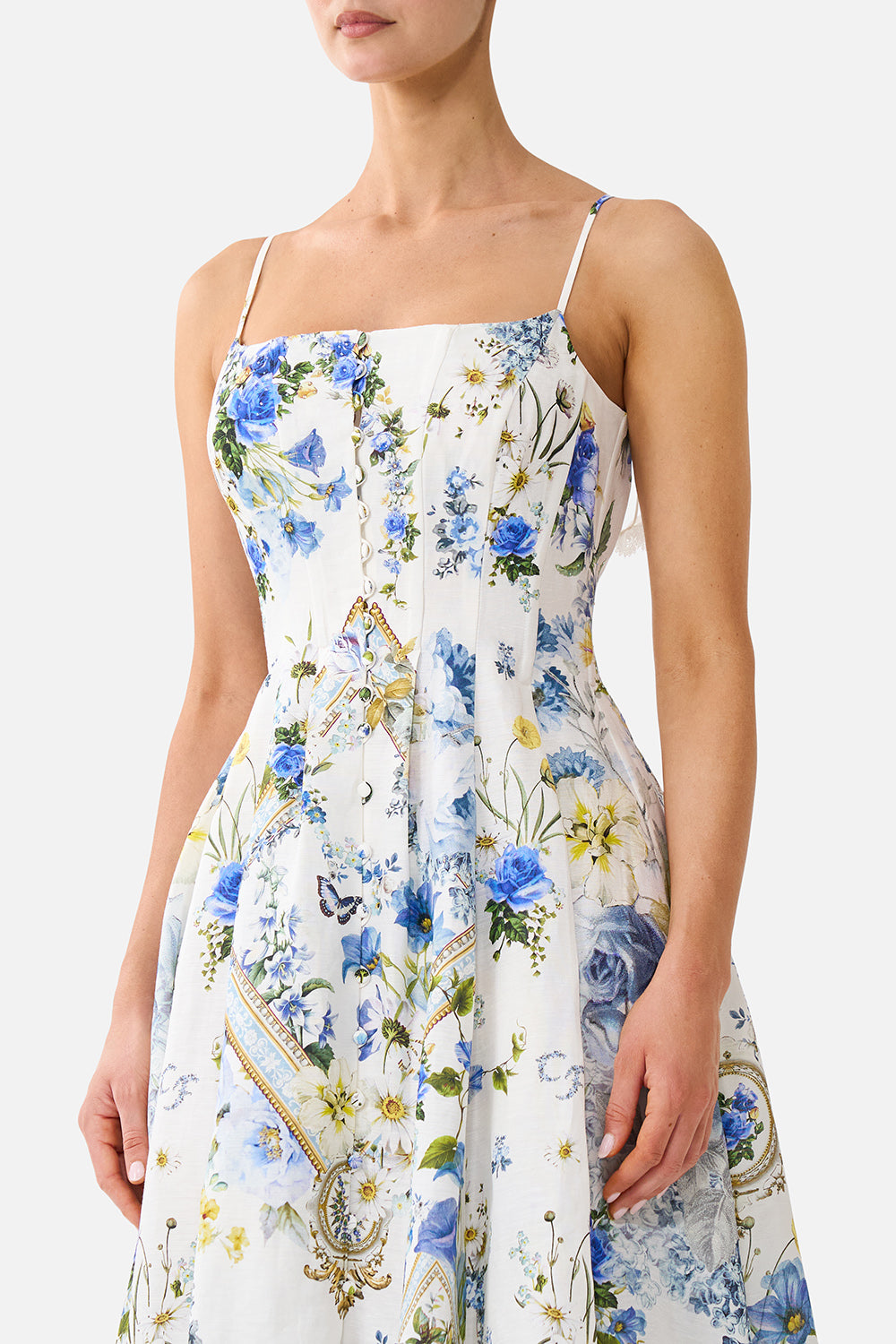 The CAMILLA CORSET DRESS WITH LONG FLARED SKIRT DANDELION SKIES
