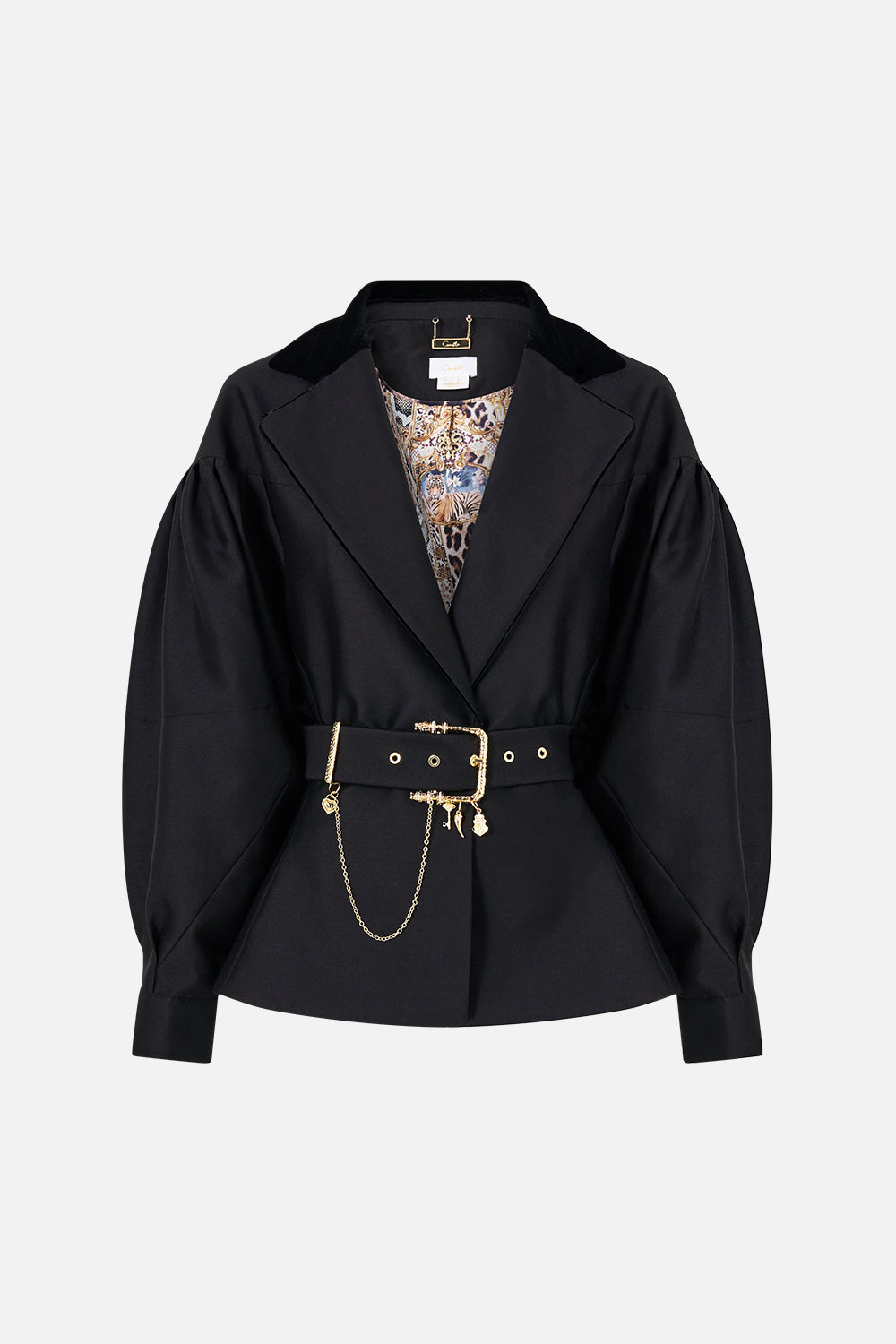 The CAMILLA Collared Jacket With Belt Leopard Libertine in our Leopard Libertine print.