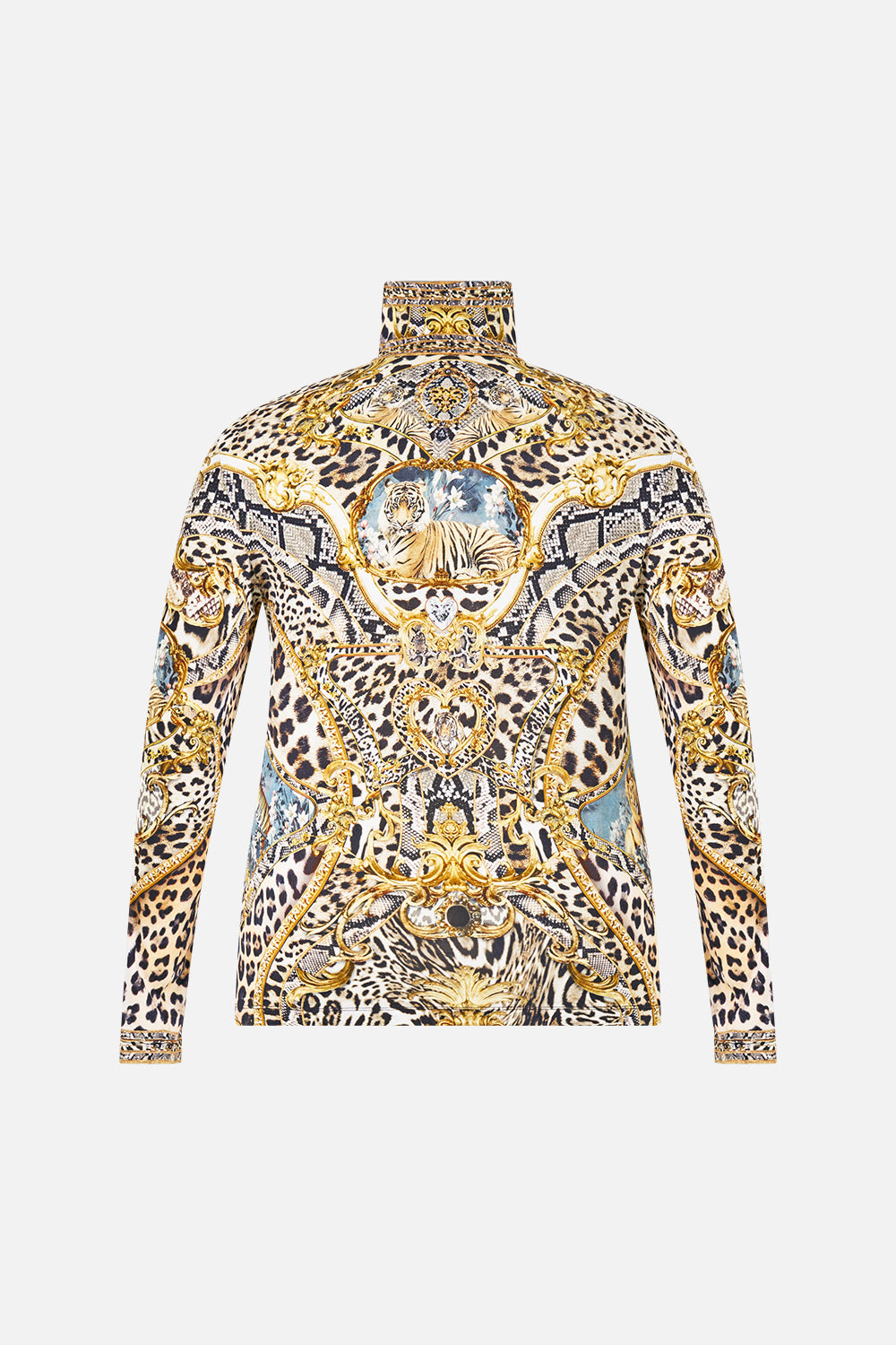 The CAMILLA Jersey Turtleneck Leopard Libertine in our Leopard Libertine print.