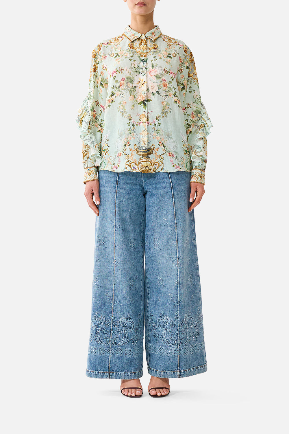 CAMISA CON BOTONES Y VOLANTES WILDFLOWER WUNDERLAND