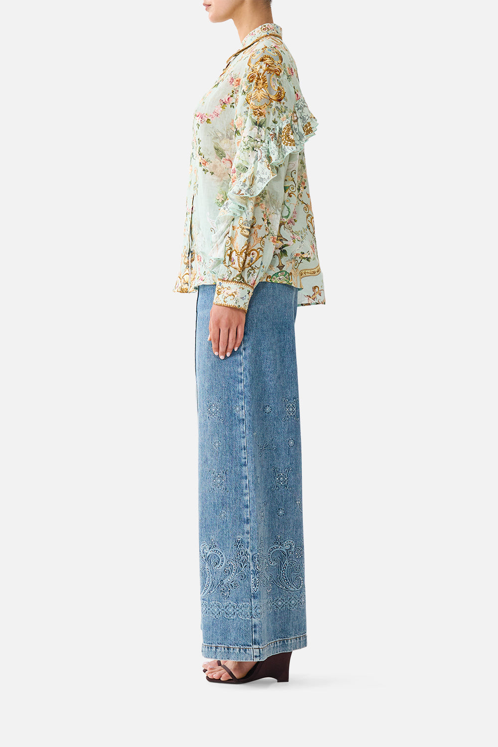 CAMISA CON BOTONES Y VOLANTES WILDFLOWER WUNDERLAND