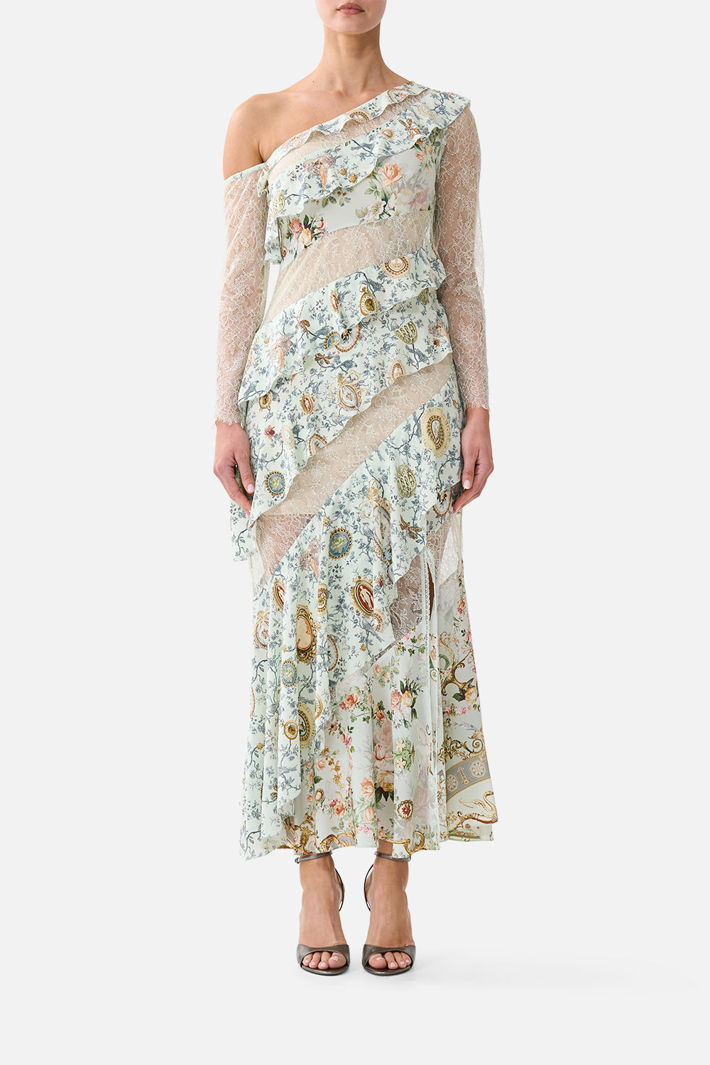 The CAMILLA ASYMMETRIC FRILL PANELLED DRESS WILDFLOWER WUNDERLANDWILDFLOWER WUNDERLAND