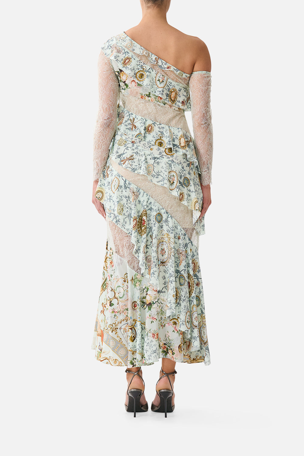 The CAMILLA ASYMMETRIC FRILL PANELLED DRESS WILDFLOWER WUNDERLAND