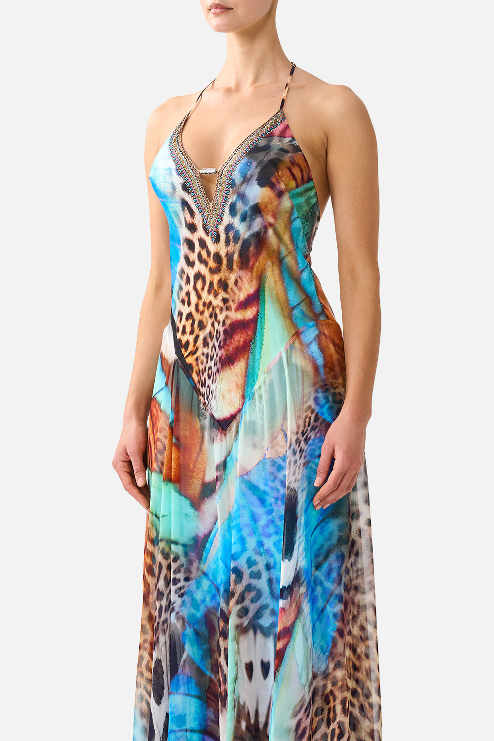 The CAMILLA HARDWARE DETAIL SLIP DRESS BUTTERFLY BOHEMIA