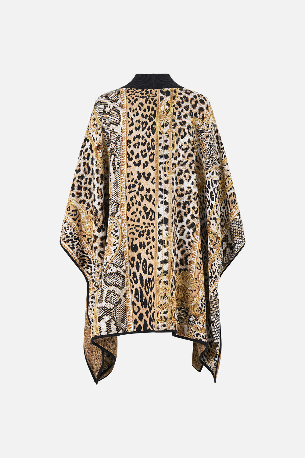 The CAMILLA FUNNEL NECK DRAPE KNIT PONCHO LEOPARD LIBERTINE