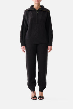 HALF ZIP KNIT SWEATER NIGHT GARDEN