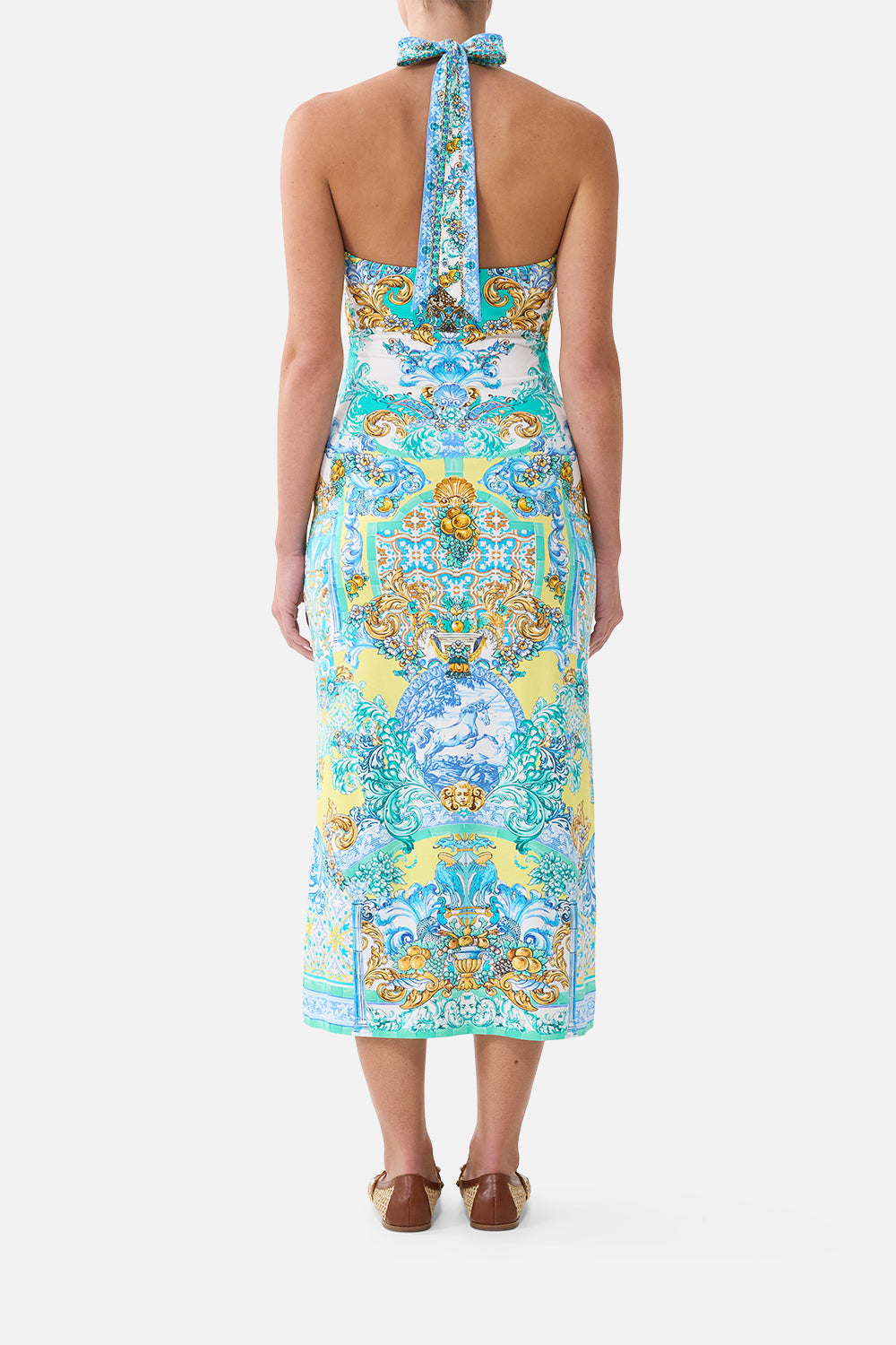 The Dial Up The Tiles Jersey Halter Dress