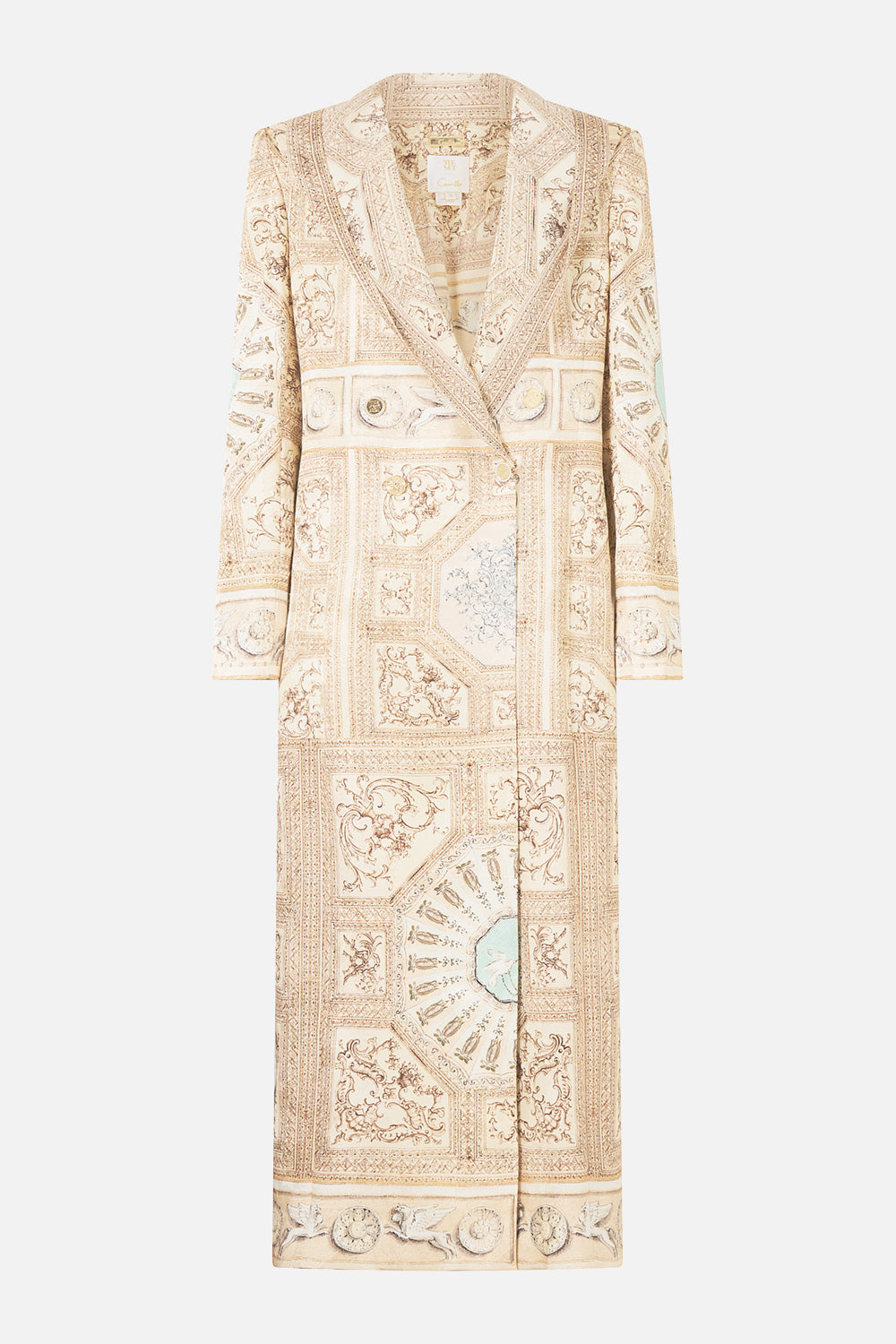 The CAMILLA Long Coat With Hood in our A Beloved Boudoir print.