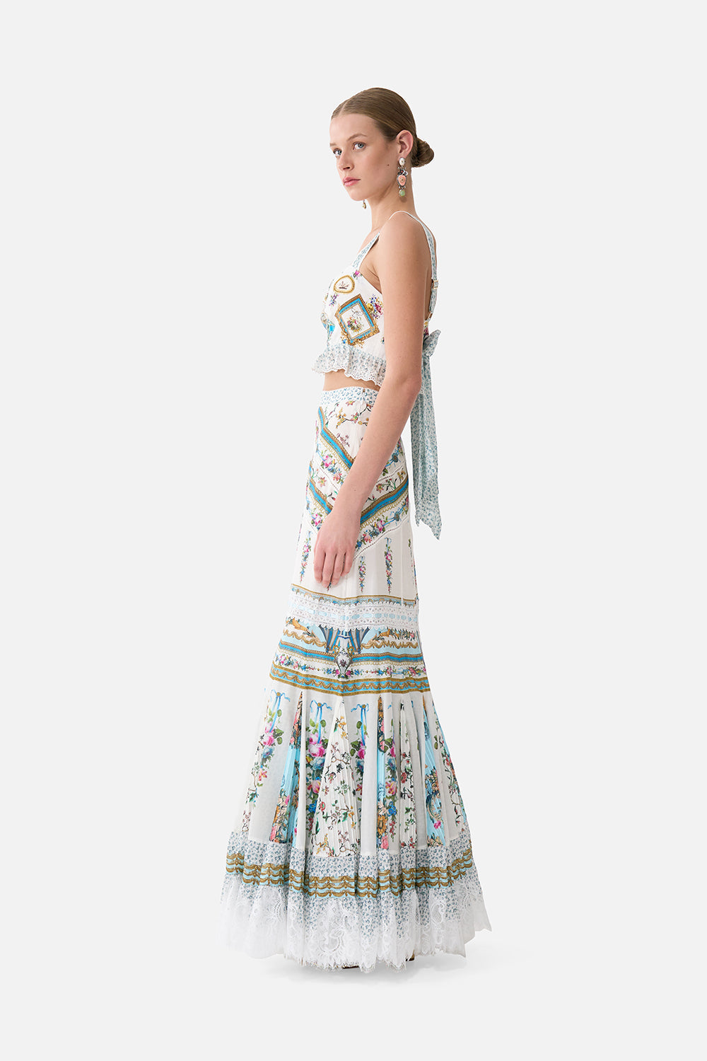The CAMILLA Flared Maxi Skirt With Godets in our Art For The Artisans print.