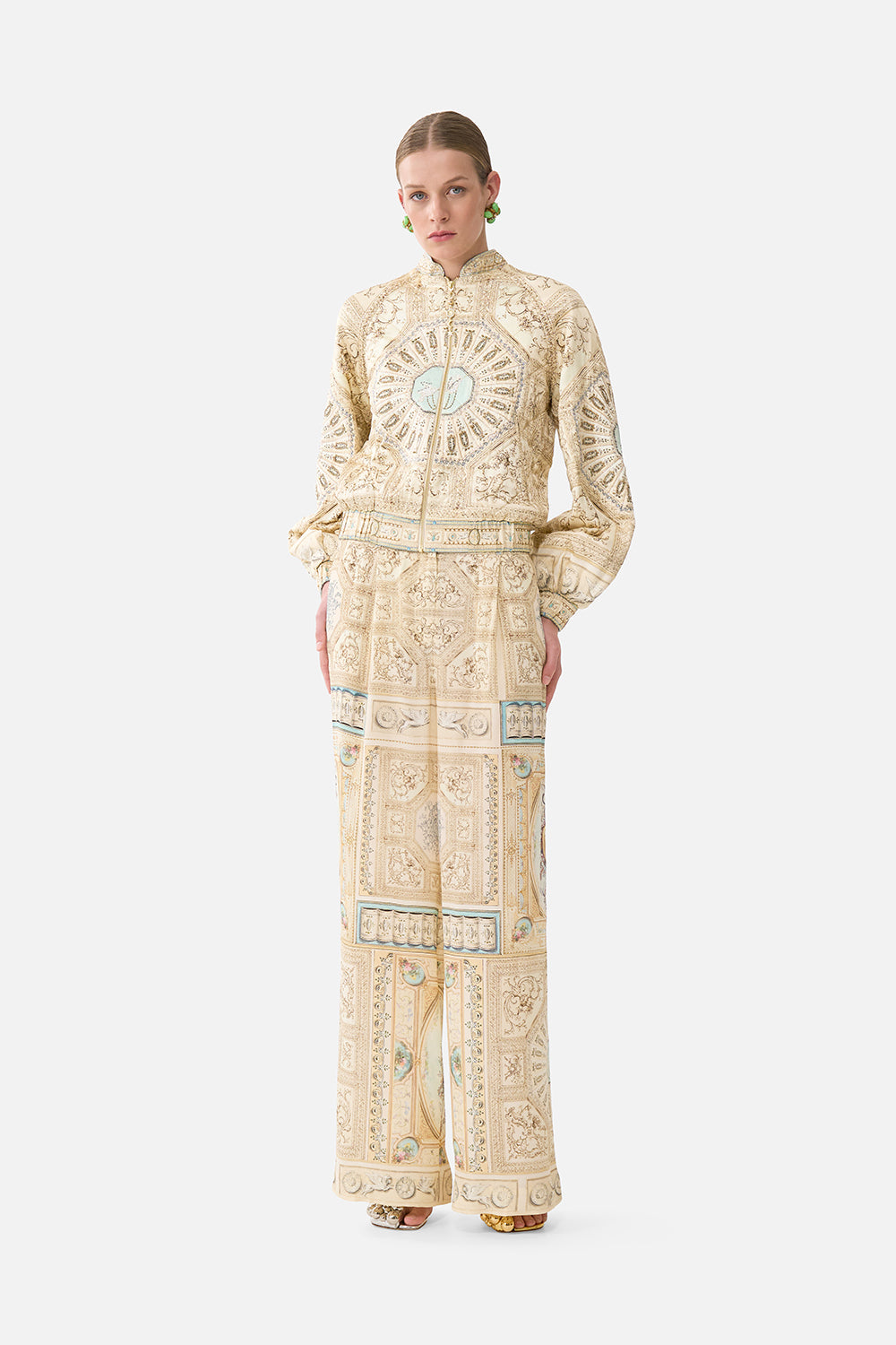 The CAMILLA Wide Leg Waisted Pant in our A Beloved Boudoir print.