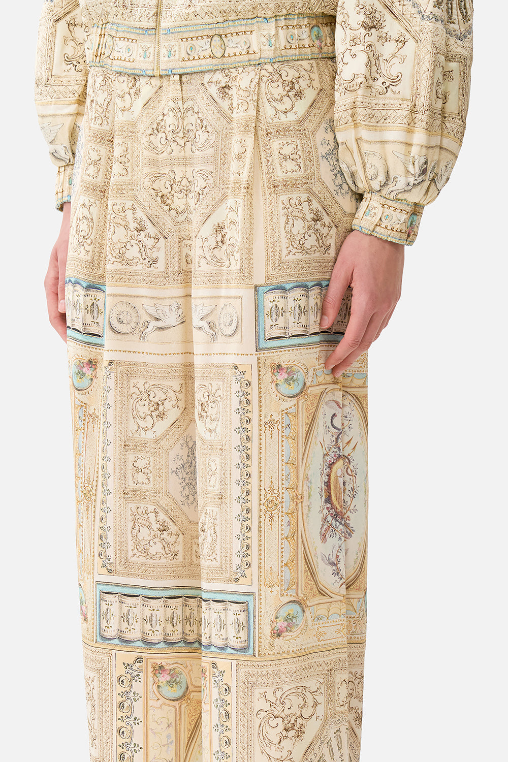 The CAMILLA Wide Leg Waisted Pant in our A Beloved Boudoir print.