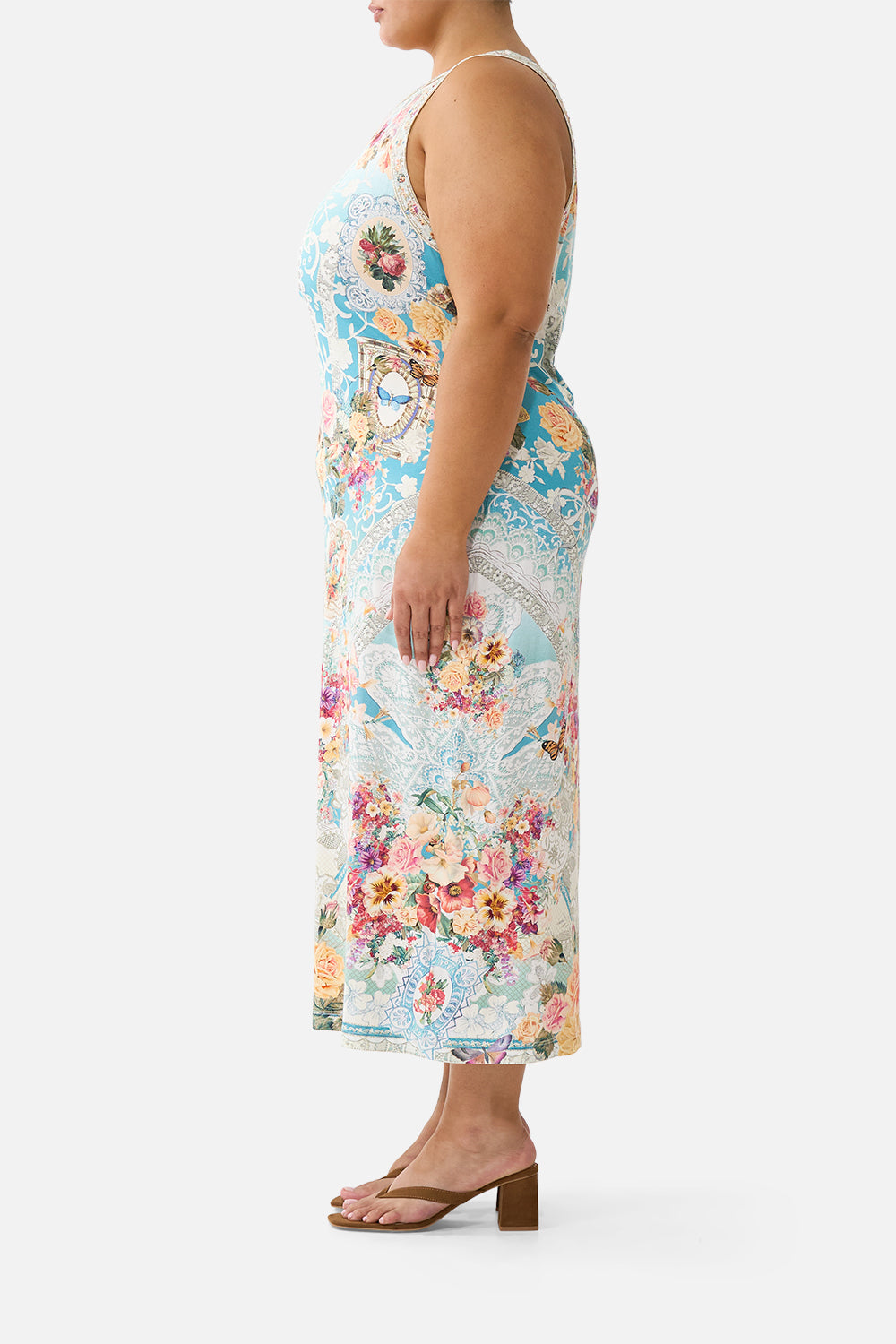 VESTIDO DE TIRANTES DE PUNTO CON TOQUE DE ENCAJE