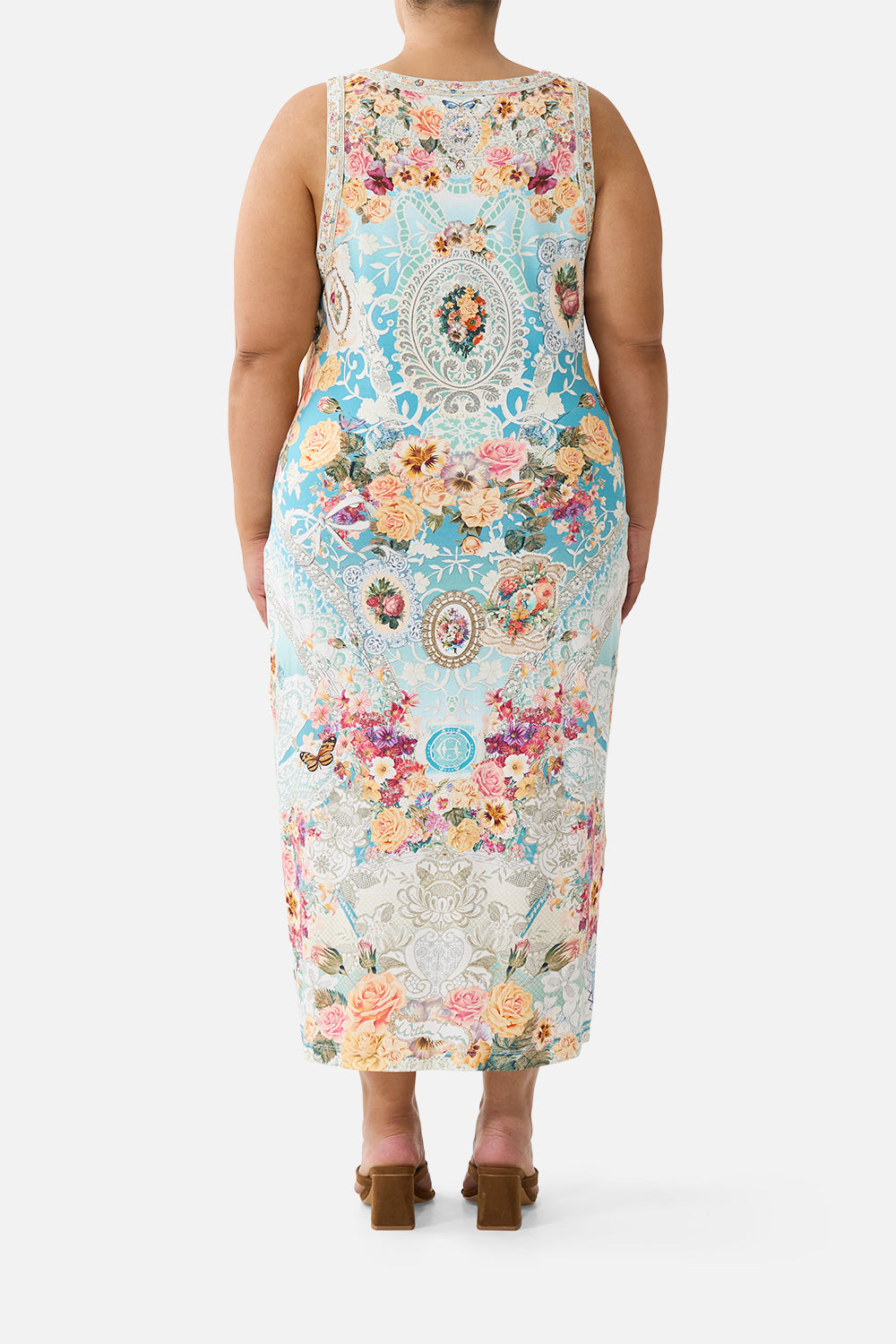 VESTIDO DE TIRANTES DE PUNTO CON TOQUE DE ENCAJE