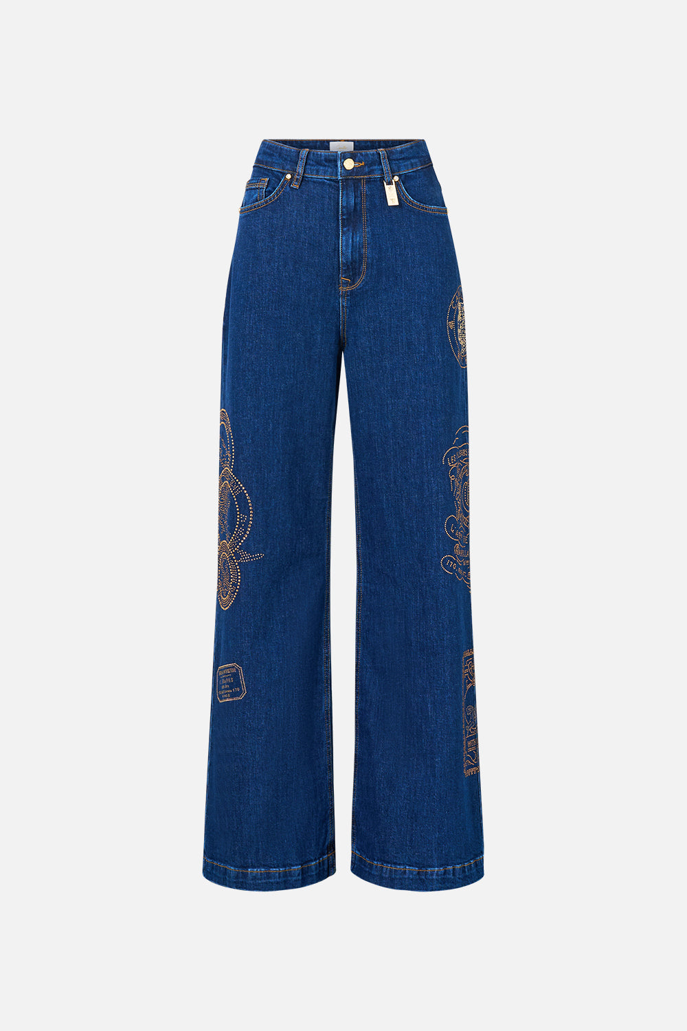 The CAMILLA Jenna High Waisted Flare Denim in our Denim print.