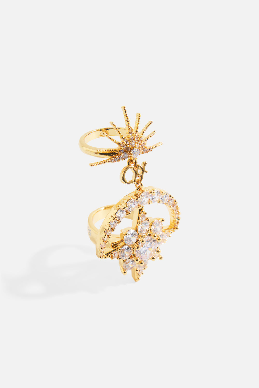 The CAMILLA EMPRESS OF LIGHT DOUBLE STAR CRYSTAL RING GOLDGOLD