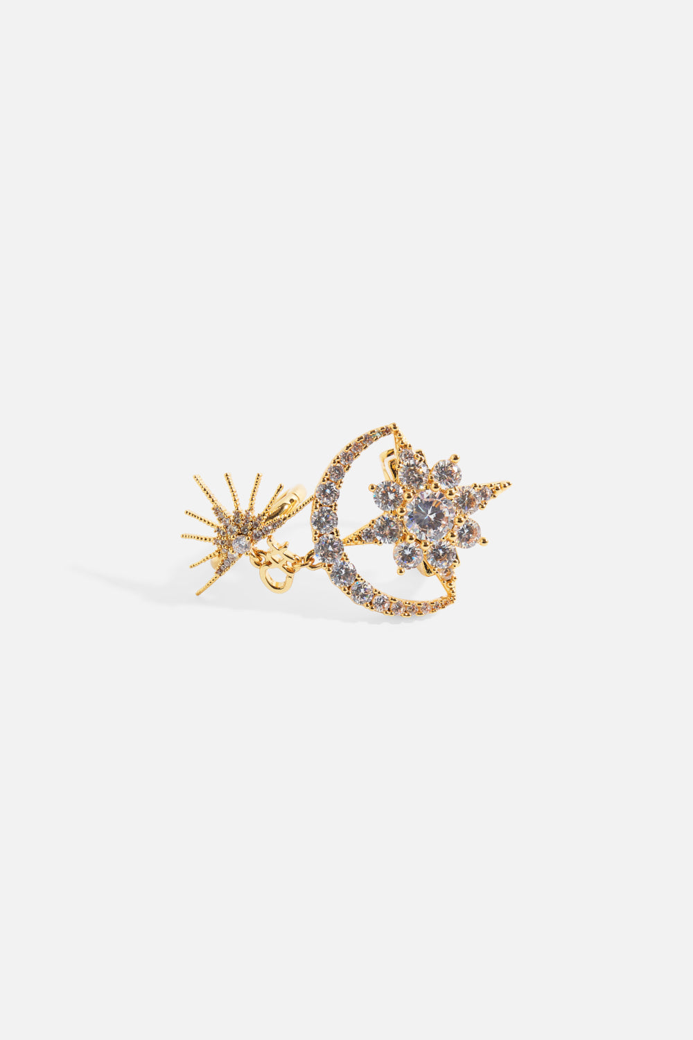 The CAMILLA EMPRESS OF LIGHT DOUBLE STAR CRYSTAL RING GOLD
