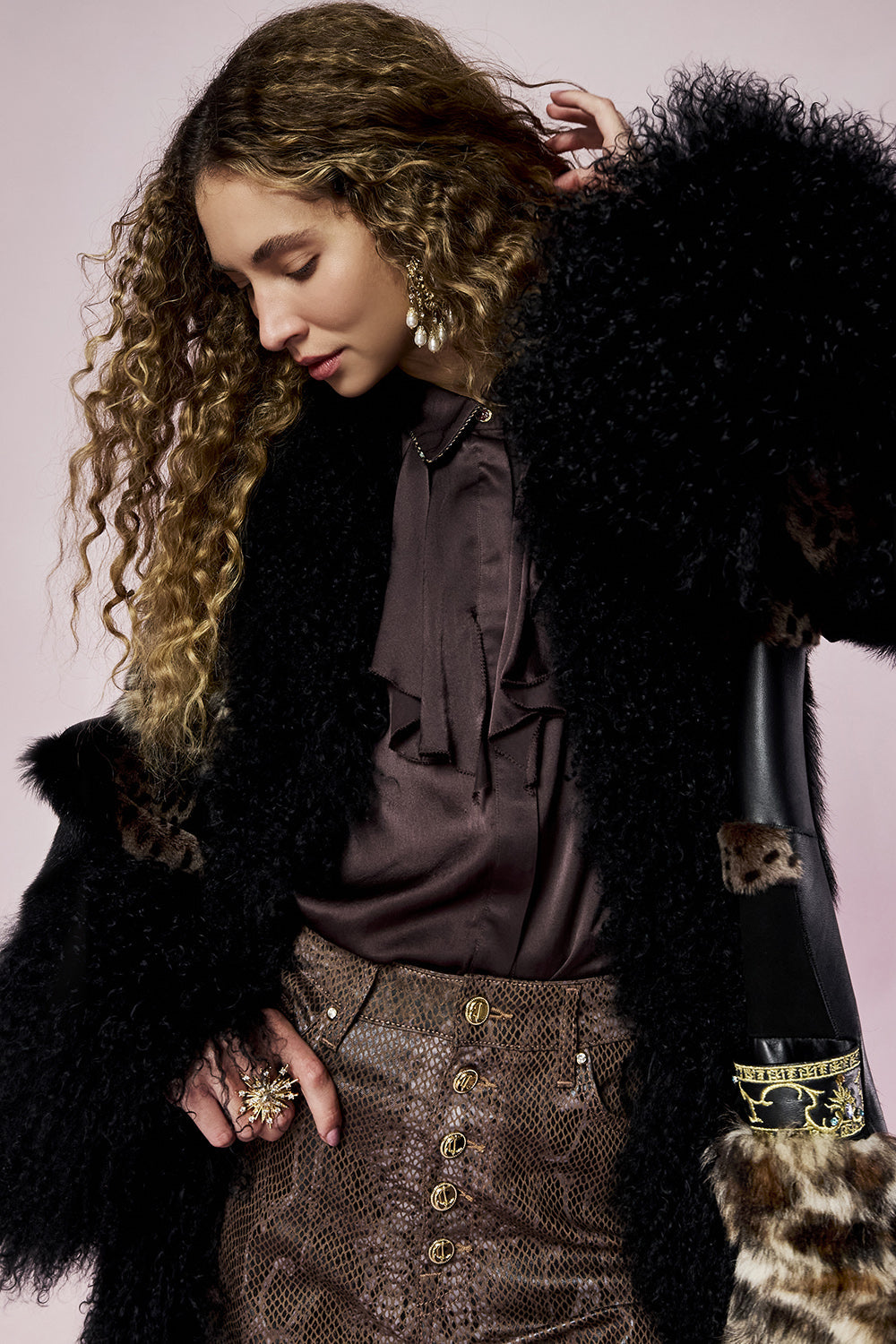 The CAMILLA Empress of Light Crystal Ring in gold, worn on model.