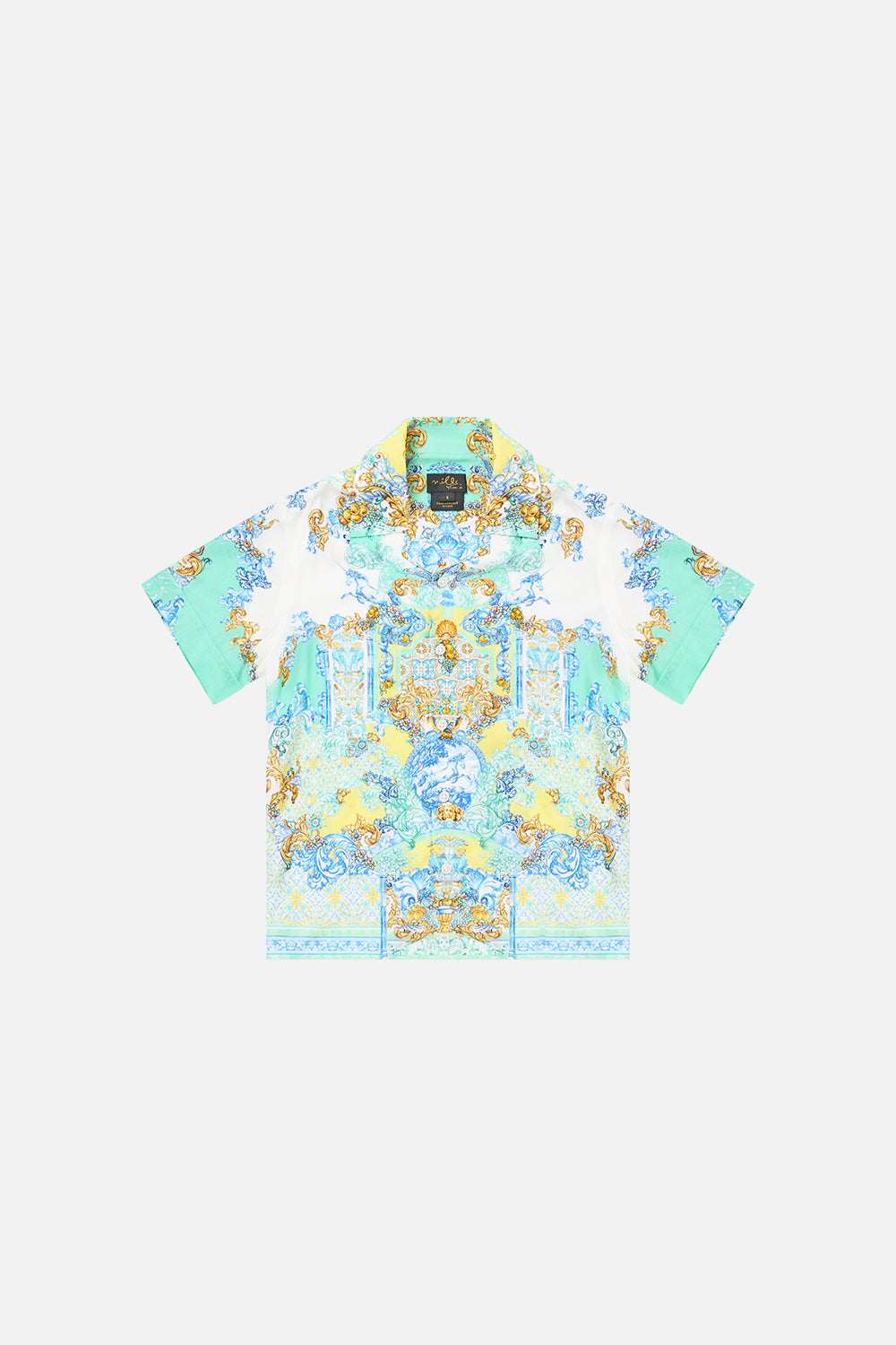 CAMISA DE NIÑO DE MANGA CORTA CON CUELLO CUBANO DIAL UP THE TILES