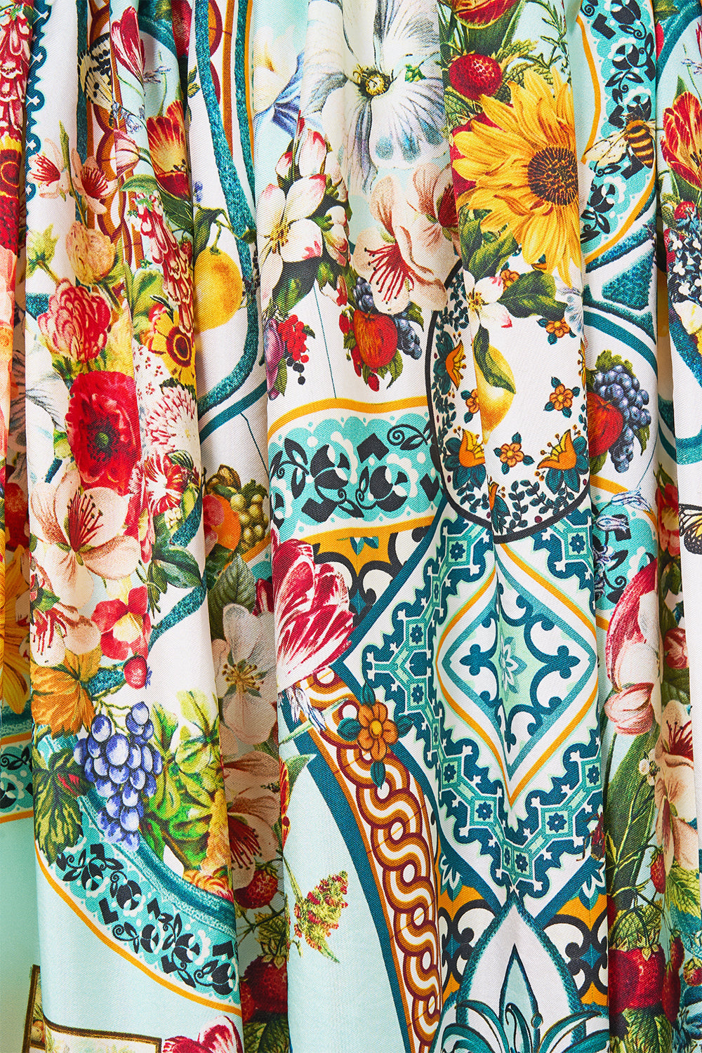 KNIT BODICE SILK SPLICED MIDI DRESS MAGIC OF THE MERCADO