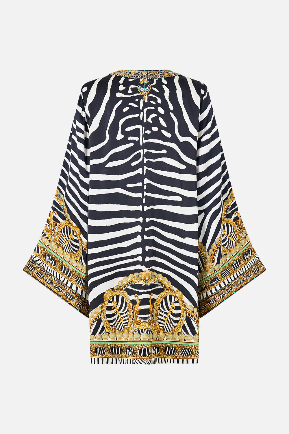 The Deep V Neck Hardware Short Kaftan in print Zig Zag Zoo