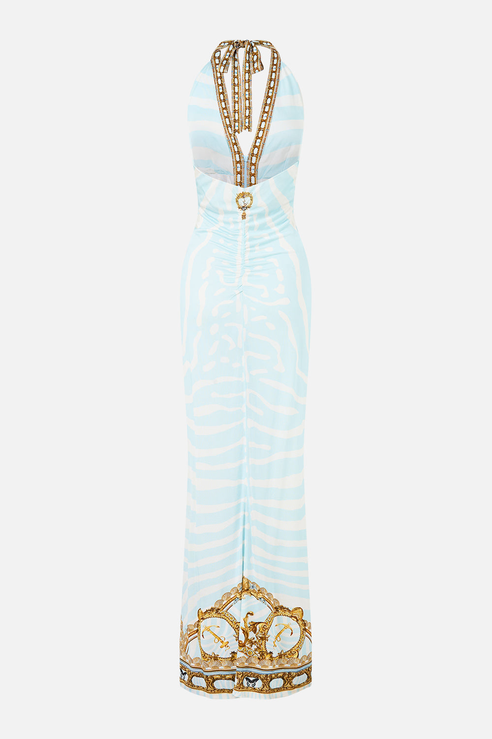 The Ruched Front Halter Dress in print Spirit Of Stripes