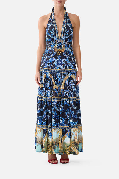 tiered jersey dresses The Sweet Sacre Bleu Halter Dress With Skirt Floral Wedding Dress