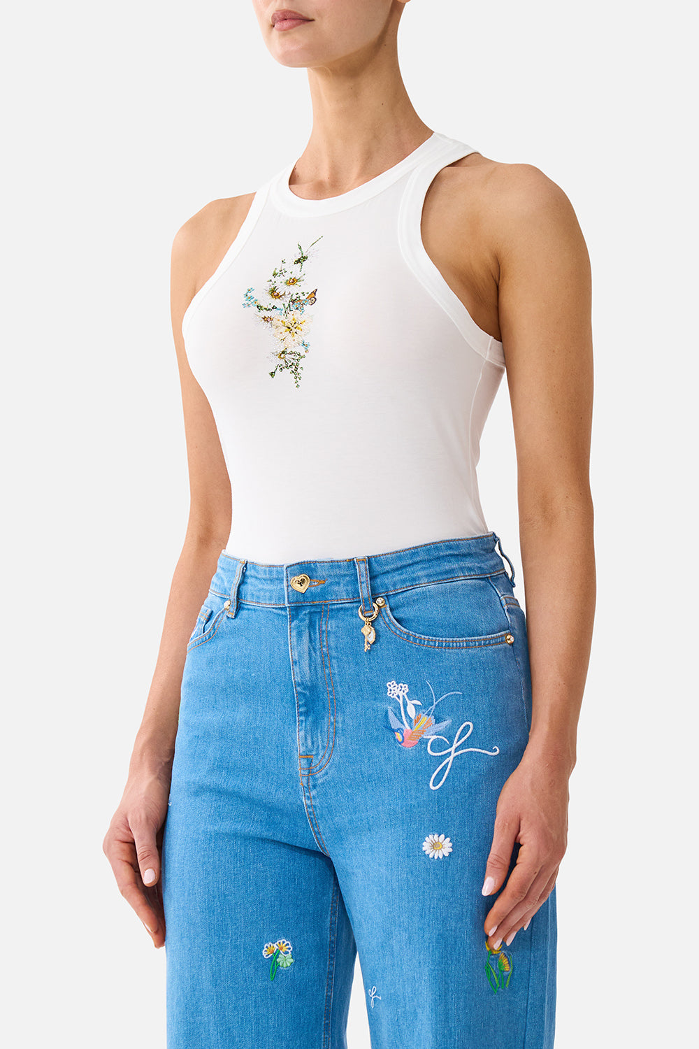 CAMISETA SIN MANGAS DE PUNTO CIELOS DE DIENTE DE LEÓN