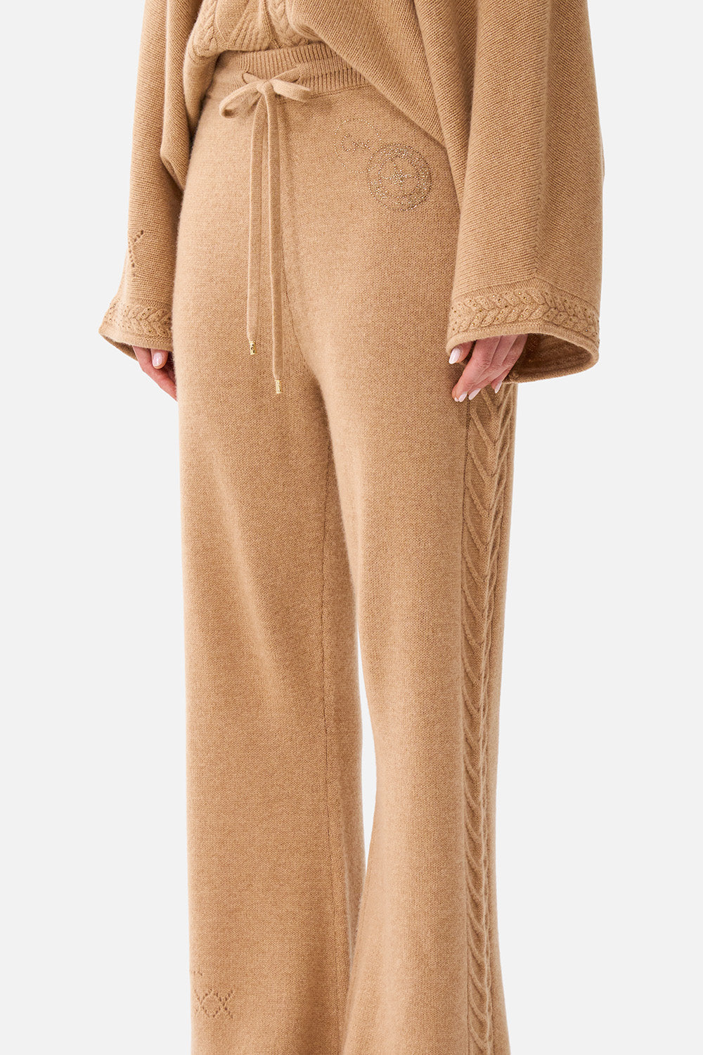 The CAMILLA Cashmere Knit Pant Leopard Libertine in our Leopard Libertine print.