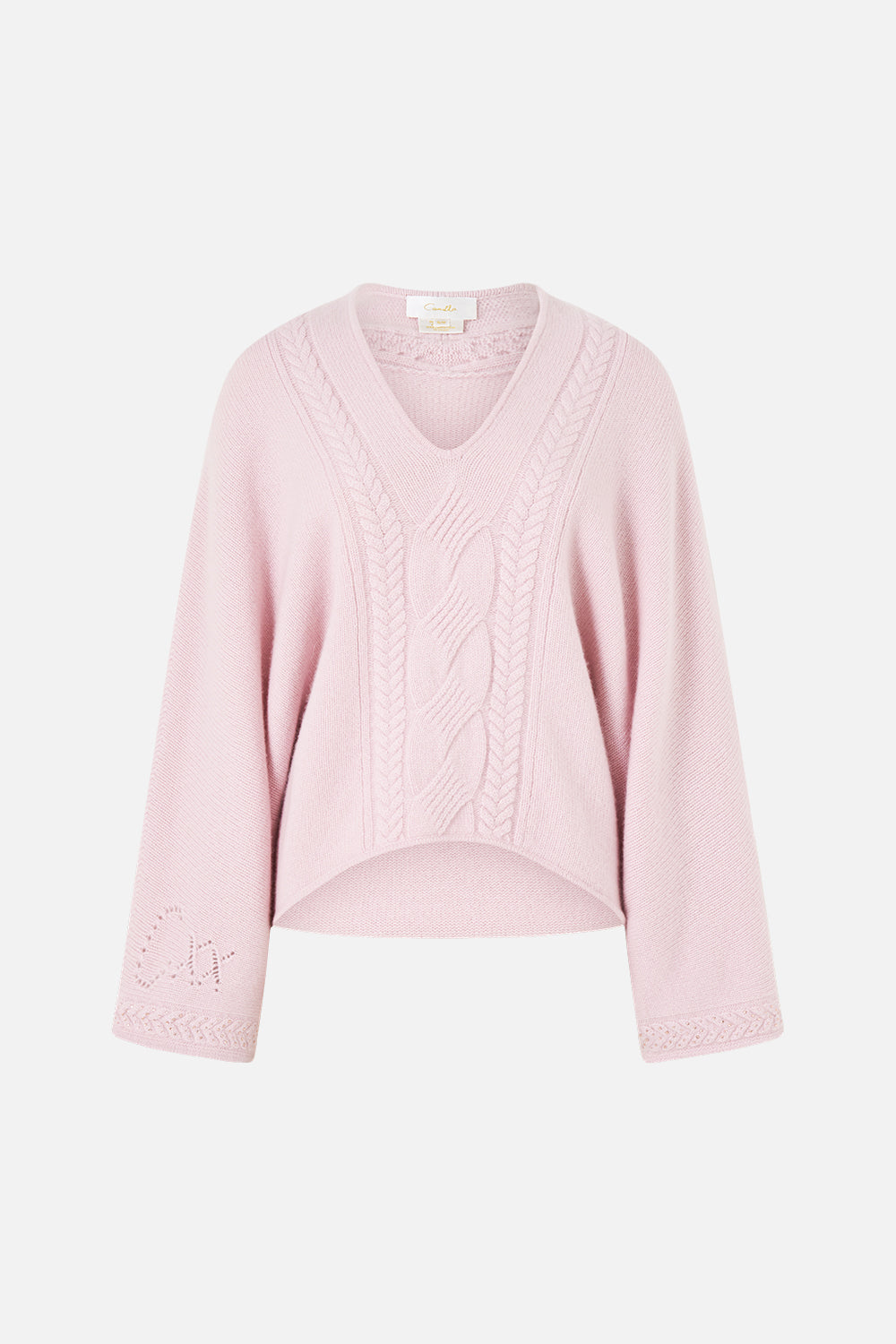 The CAMILLA CASHMERE KNIT RELAXED V-NECK SWEATER CHAMBER OF BLOOMS