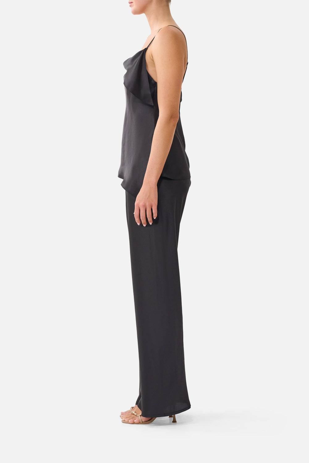 The CAMILLA Asymmetric Draped Top Silk Essentials in our Silk Essentials print.