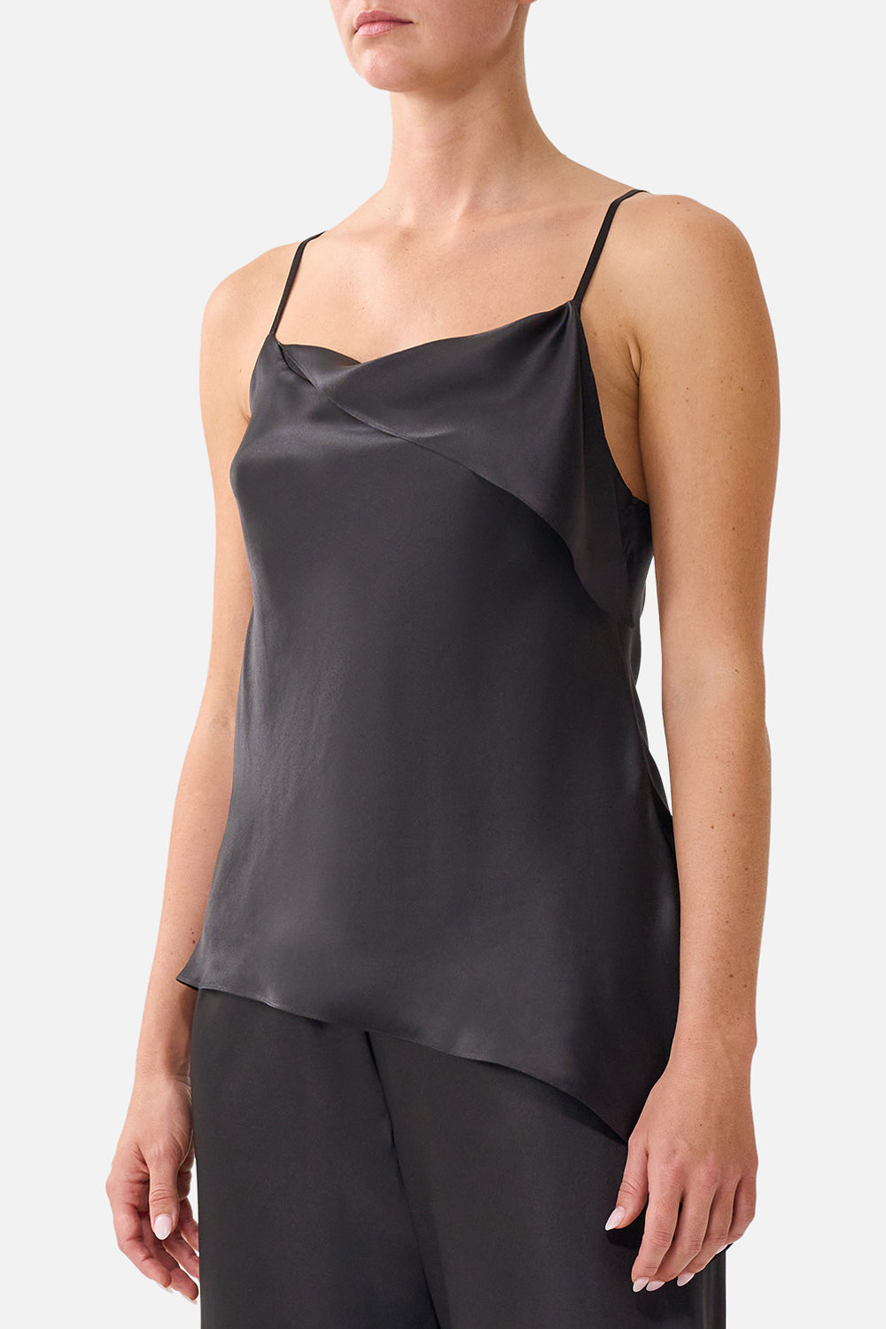 The CAMILLA ASYMMETRIC DRAPED TOP SILK ESSENTIALS
