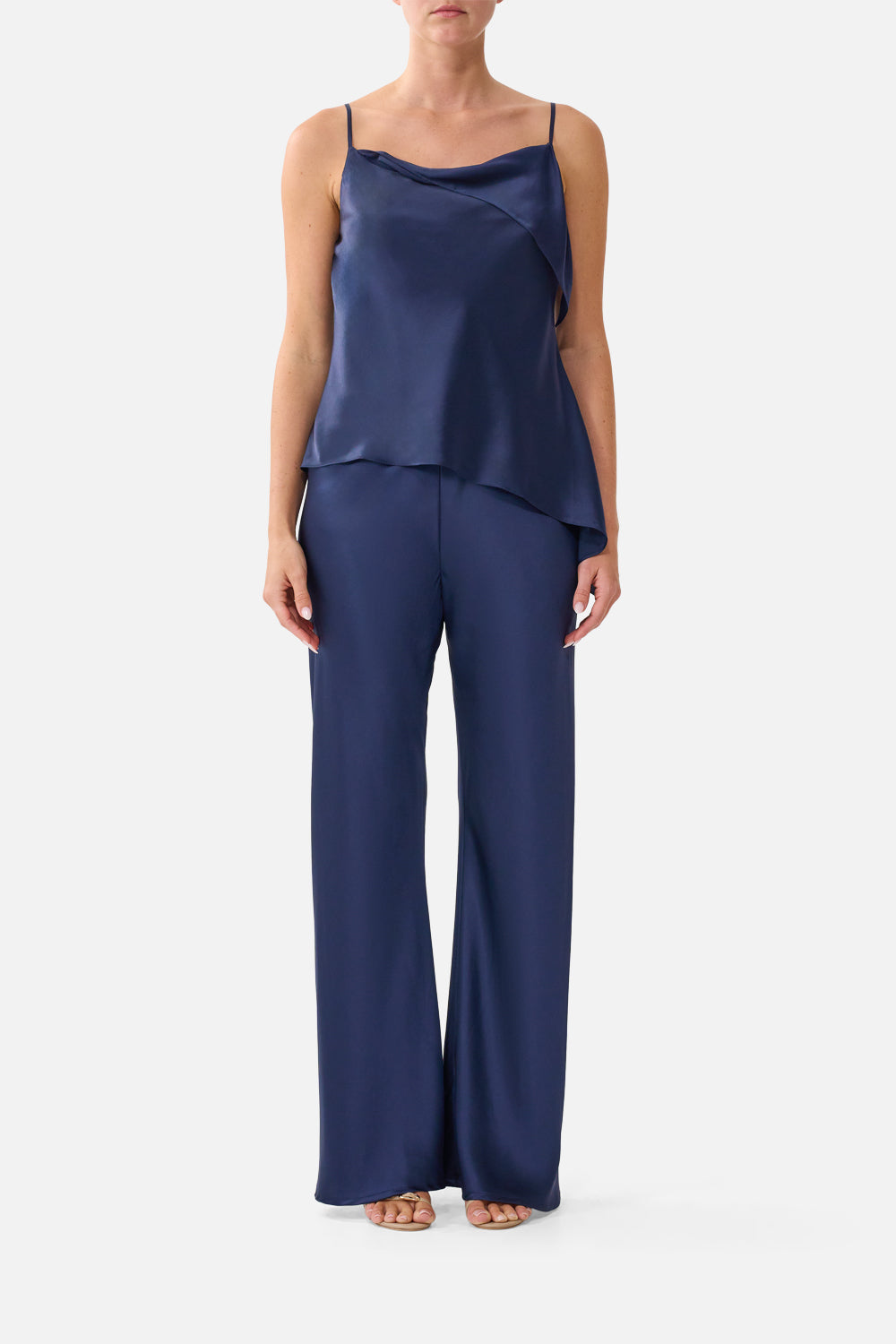 The CAMILLA ASYMMETRIC DRAPED TOP SILK ESSENTIALSSILK ESSENTIALS