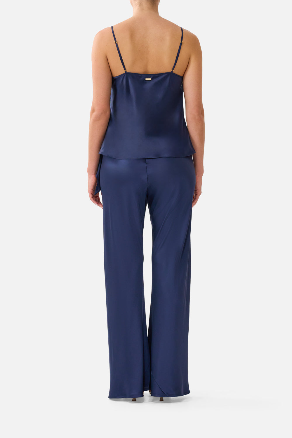 The CAMILLA Asymmetric Draped Top Silk Essentials in our Silk Essentials print.