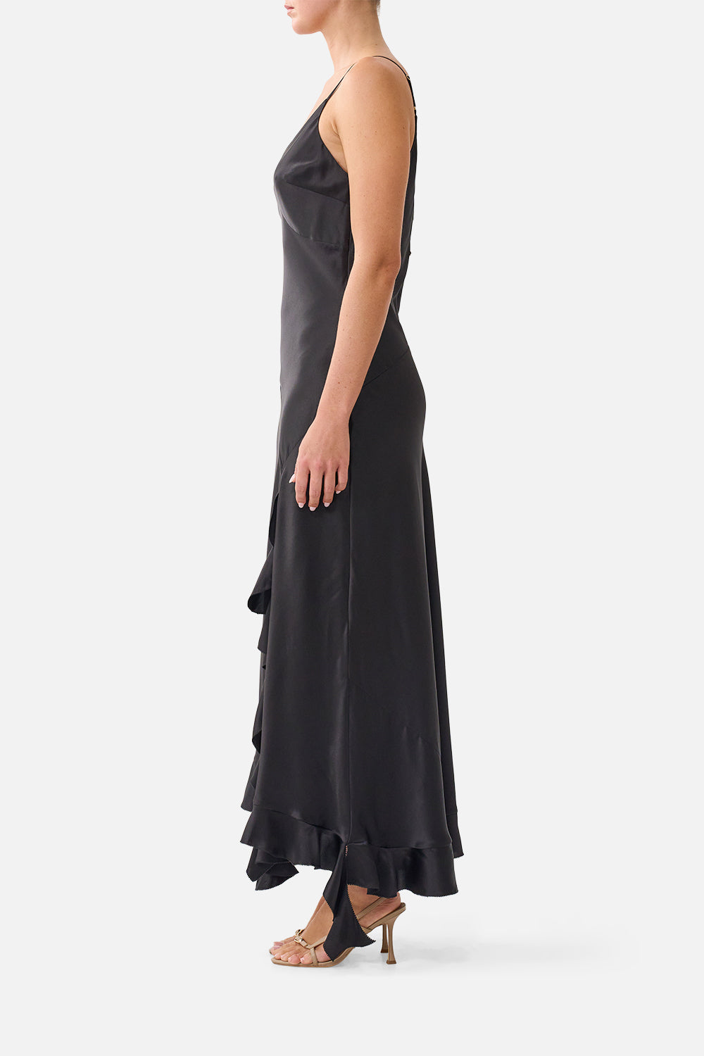 The CAMILLA BIAS SLIP DRESS WITH FRILL HEM SILK ESSENTIALS