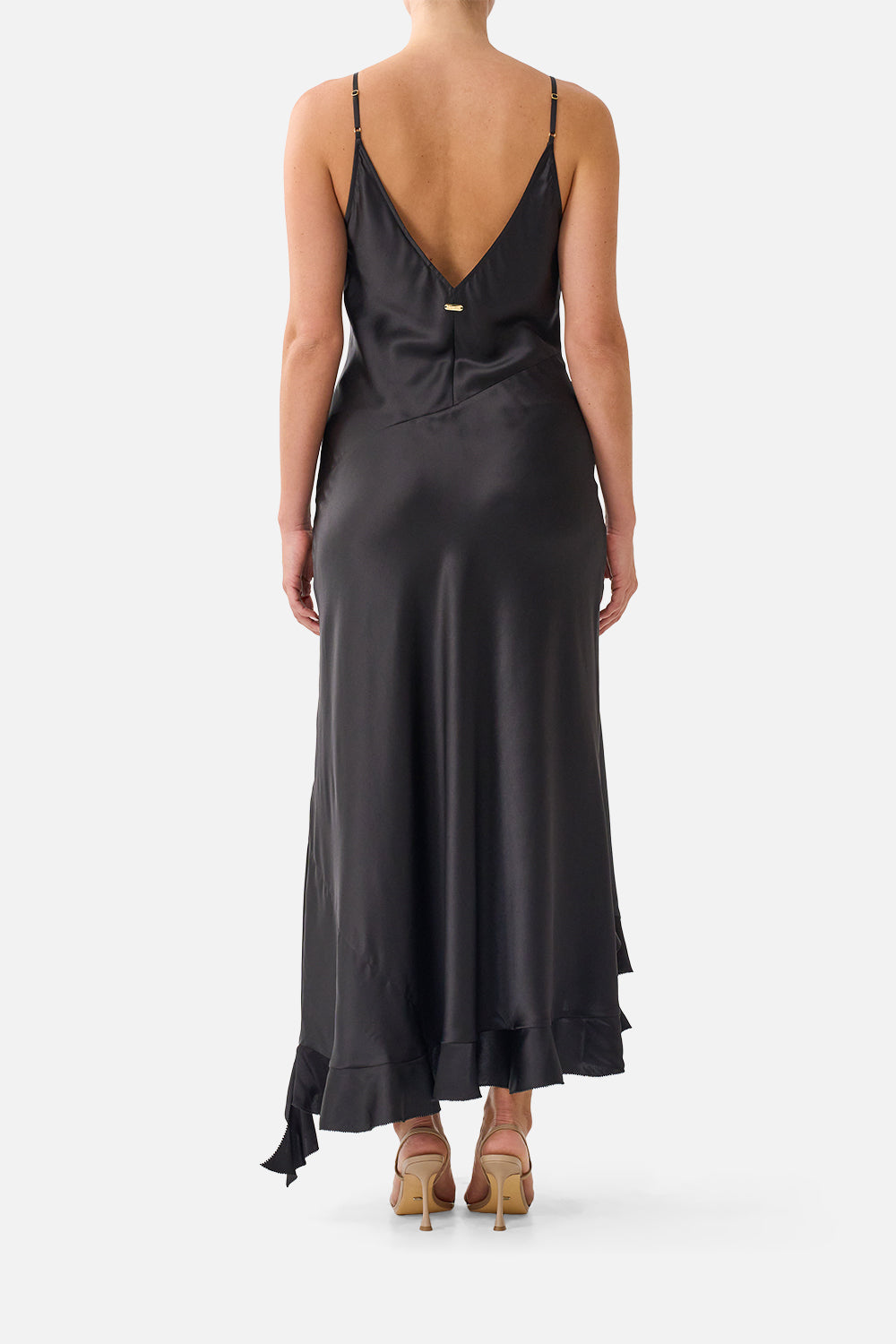 The CAMILLA Bias Slip Dress With Frill Hem Silk Essentials in our Silk Essentials print.