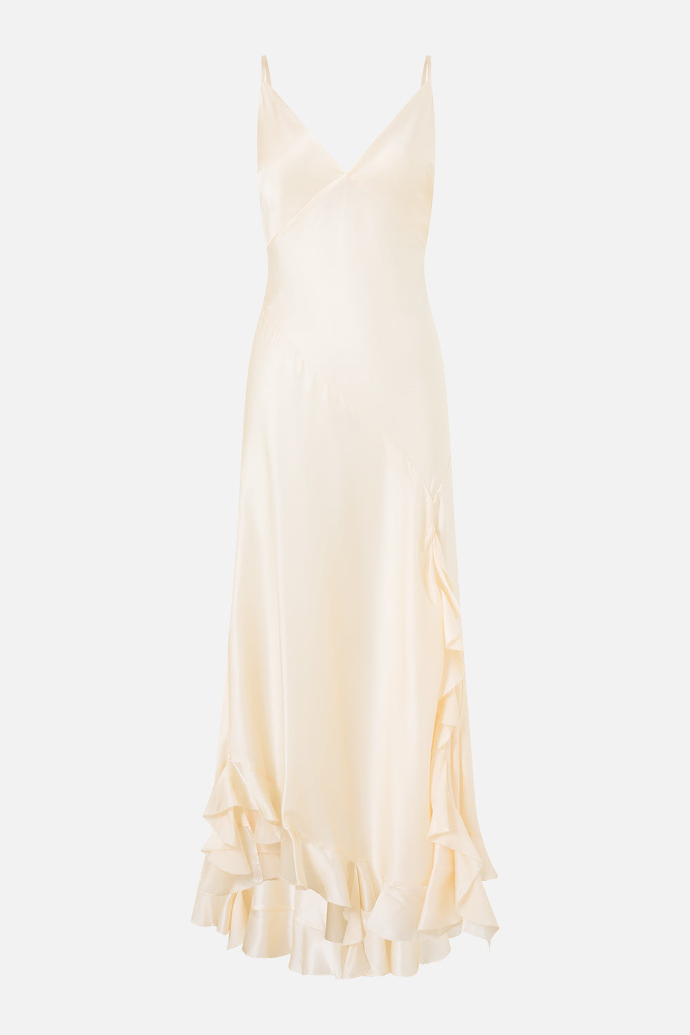 The CAMILLA Bias Slip Dress with Frill Hem Silk Essentials in our Silk Essentials print.