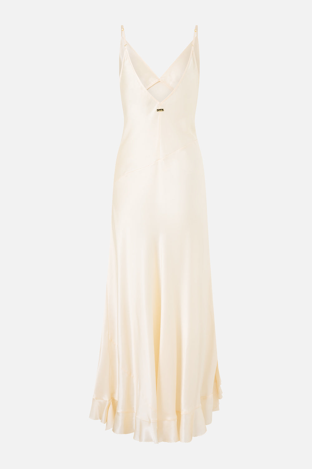 The CAMILLA Bias Slip Dress with Frill Hem Silk Essentials in our Silk Essentials print.