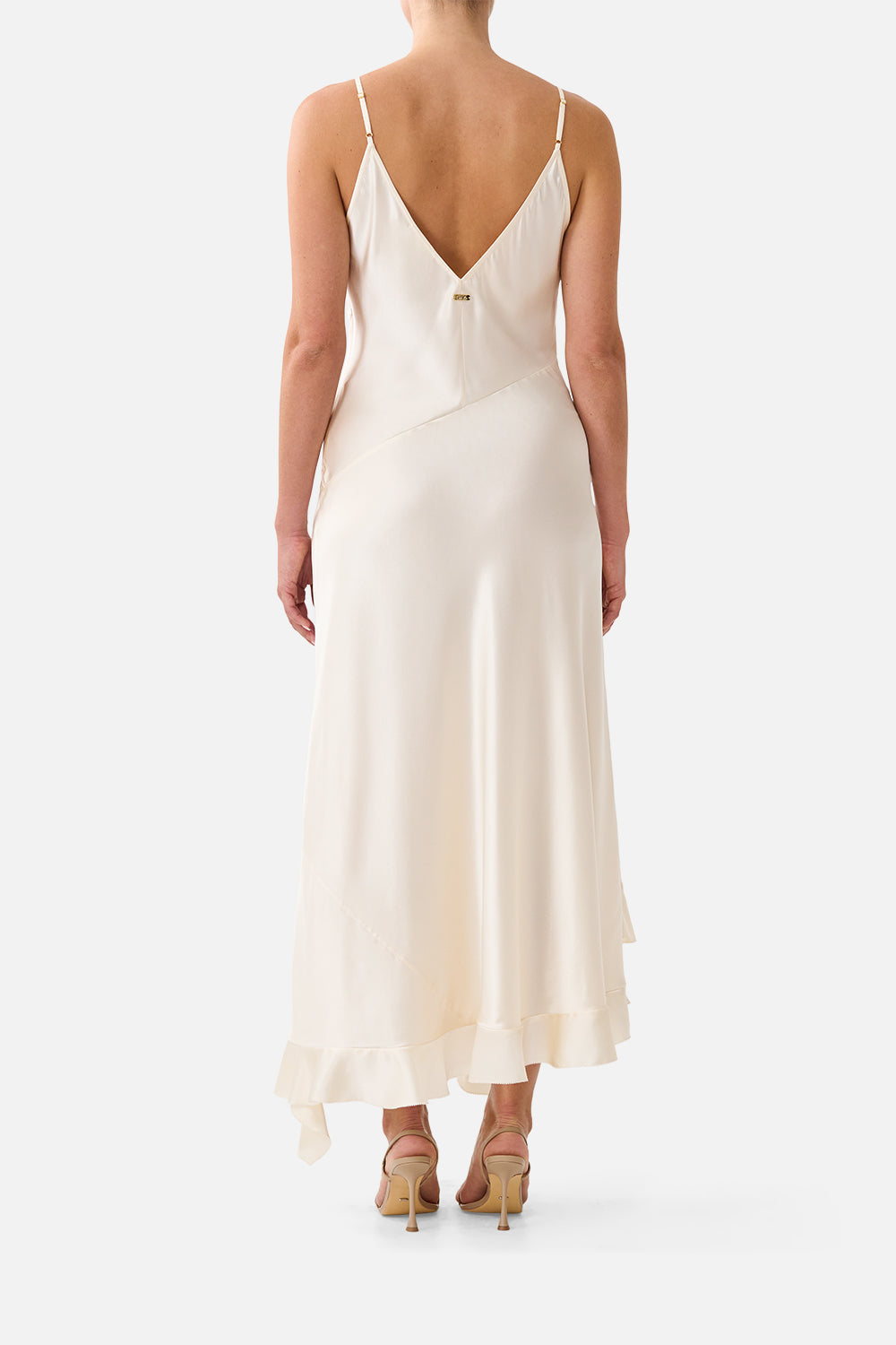 The CAMILLA Bias Slip Dress With Frill Hem Silk Essentials in our Silk Essentials print.