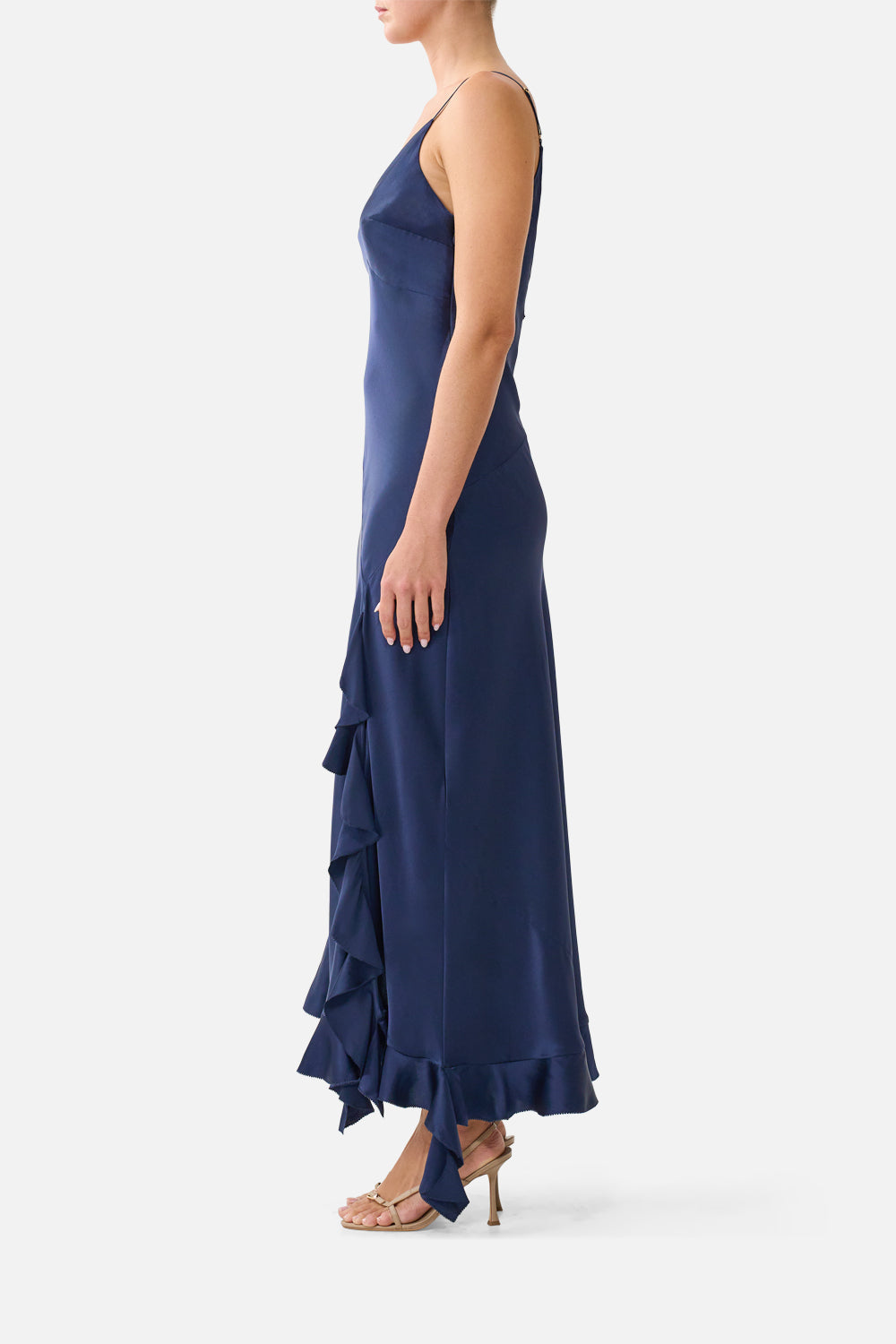 The CAMILLA Bias Slip Dress With Frill Hem Silk Essentials in our Silk Essentials print.