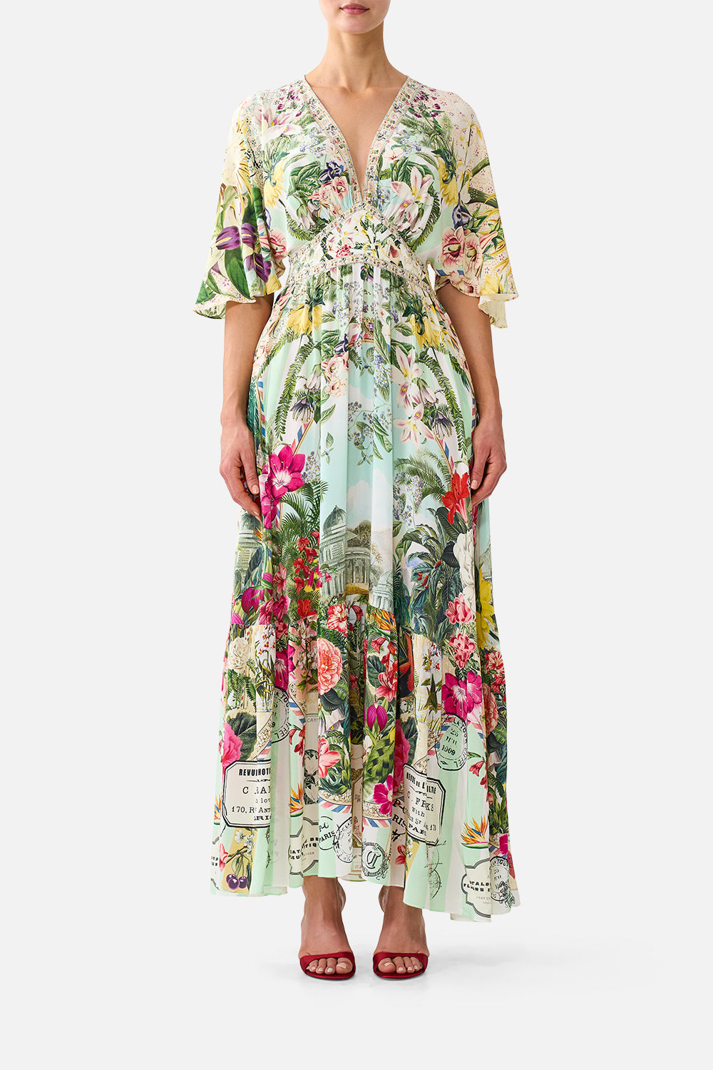 WAISTED DRESS WITH HEM RUFFLE LA BELLE BOTANIQUE