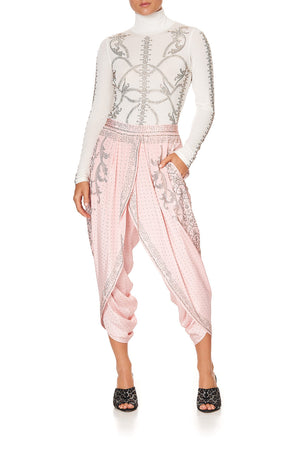 GATHERED WRAP FRONT TROUSER LUXE PINK