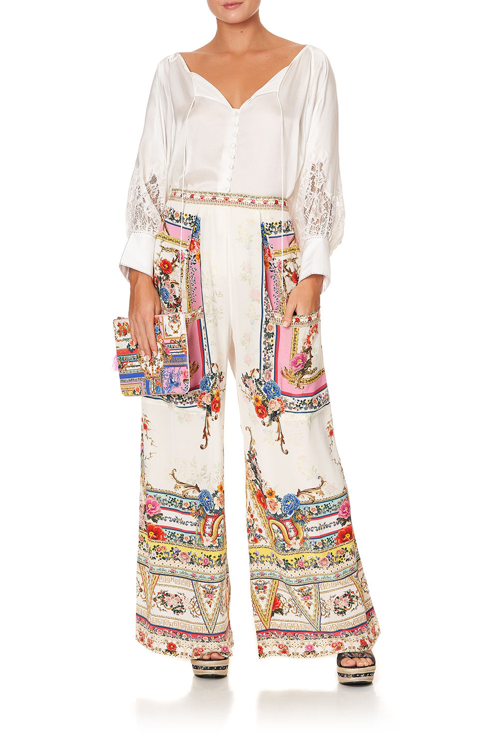 RAGLAN SLEEVE BUTTON UP TOP SOLID CREAM