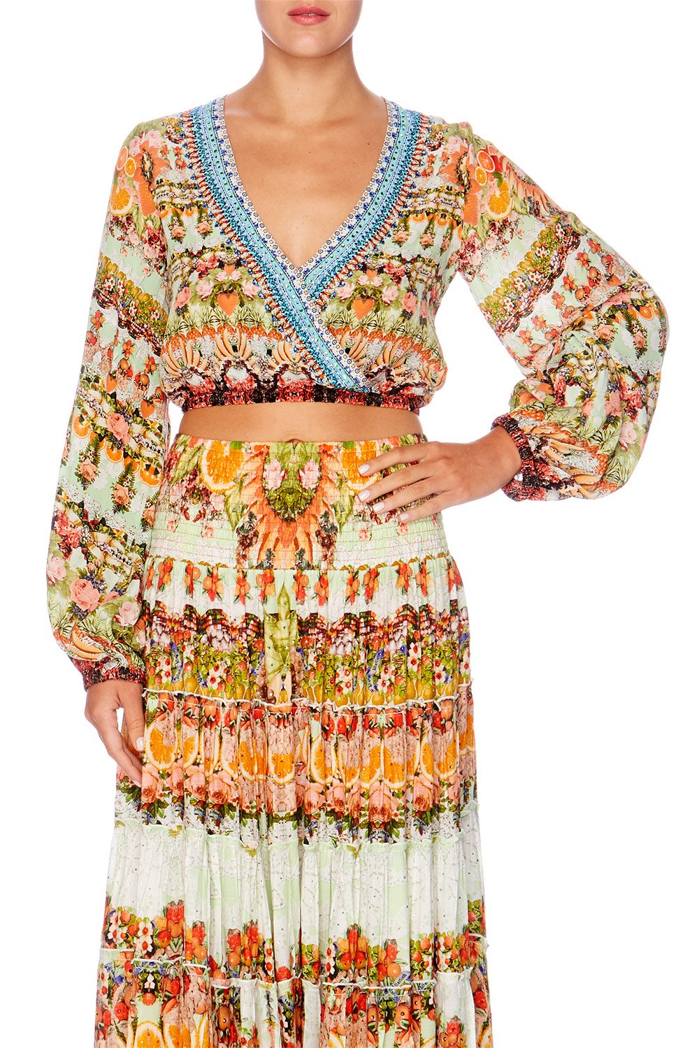 SAMBA SALADA WRAP FRONT MIDRIFF BLOUSE