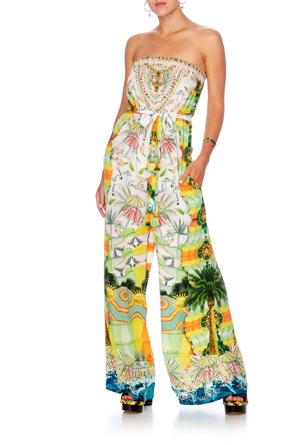 SUNDOWNERS TIE WAIST STRAPLESS JUMPSUIT