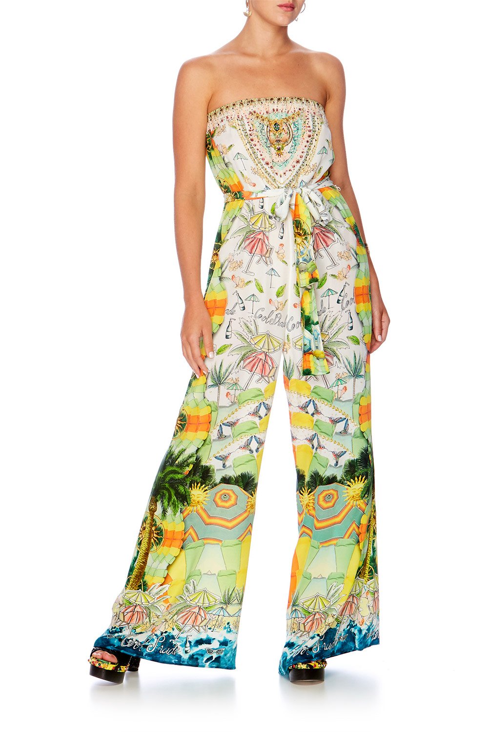 SUNDOWNERS TIE WAIST STRAPLESS JUMPSUIT